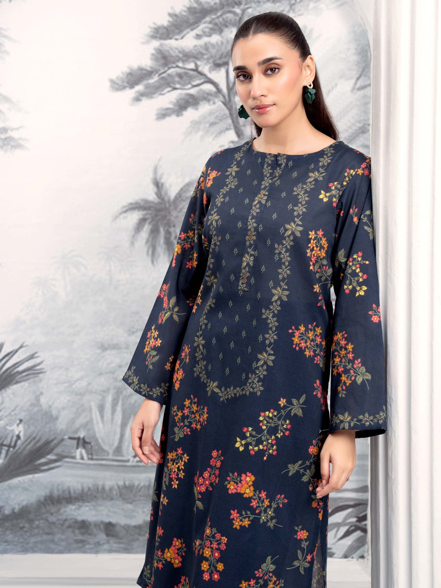 2 Piece Khaddar Suit-Printed (Unstitched)