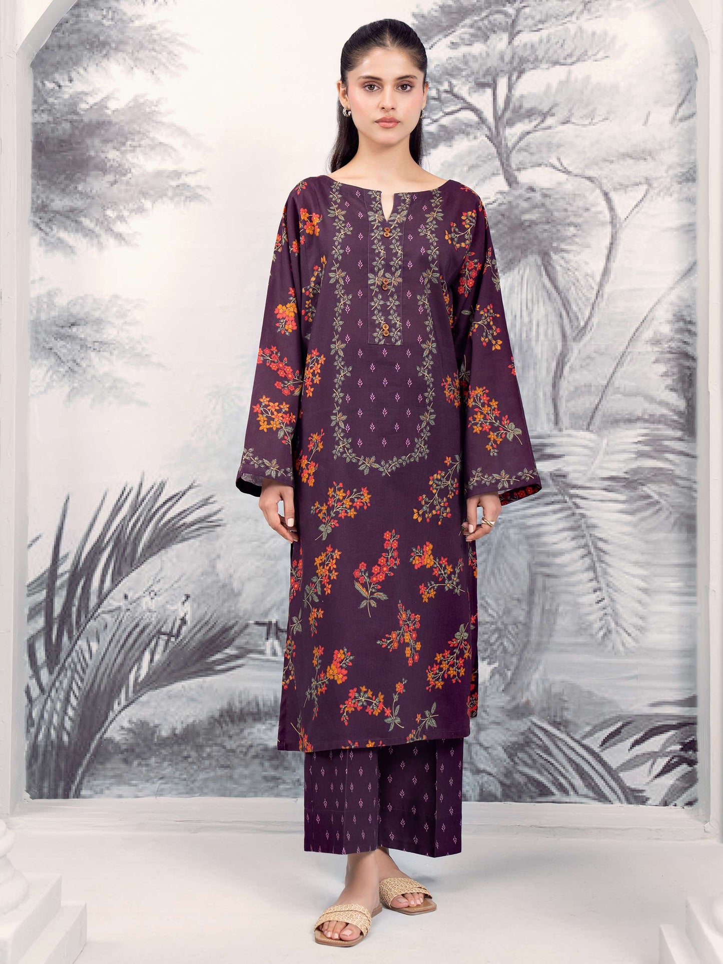 2 Piece Khaddar Suit-Printed (Unstitched)