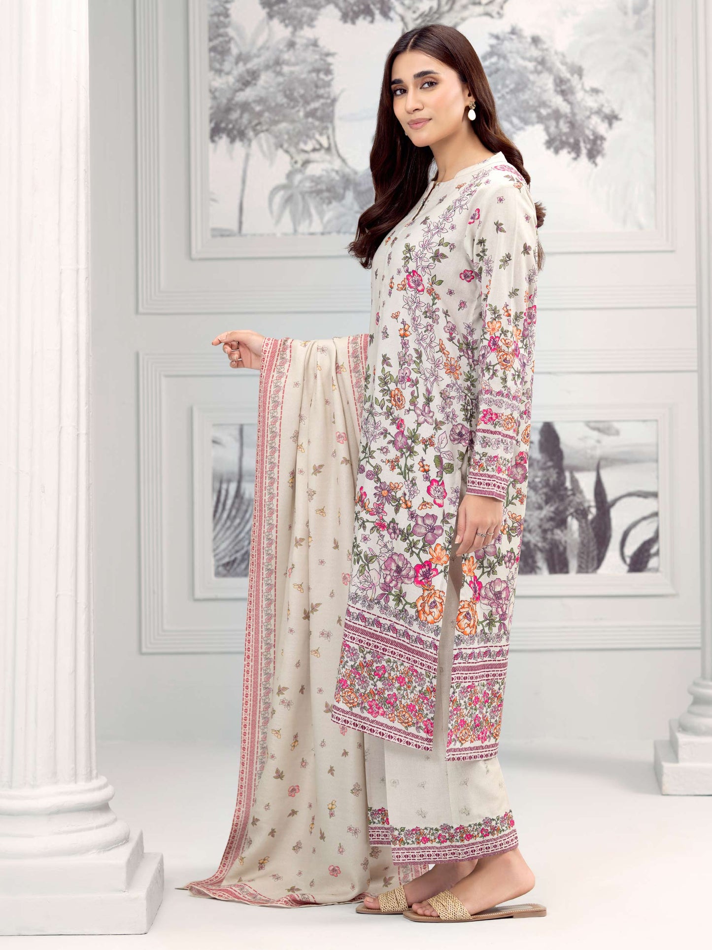 3 Piece Khaddar Suit-Printed (Unstitched)