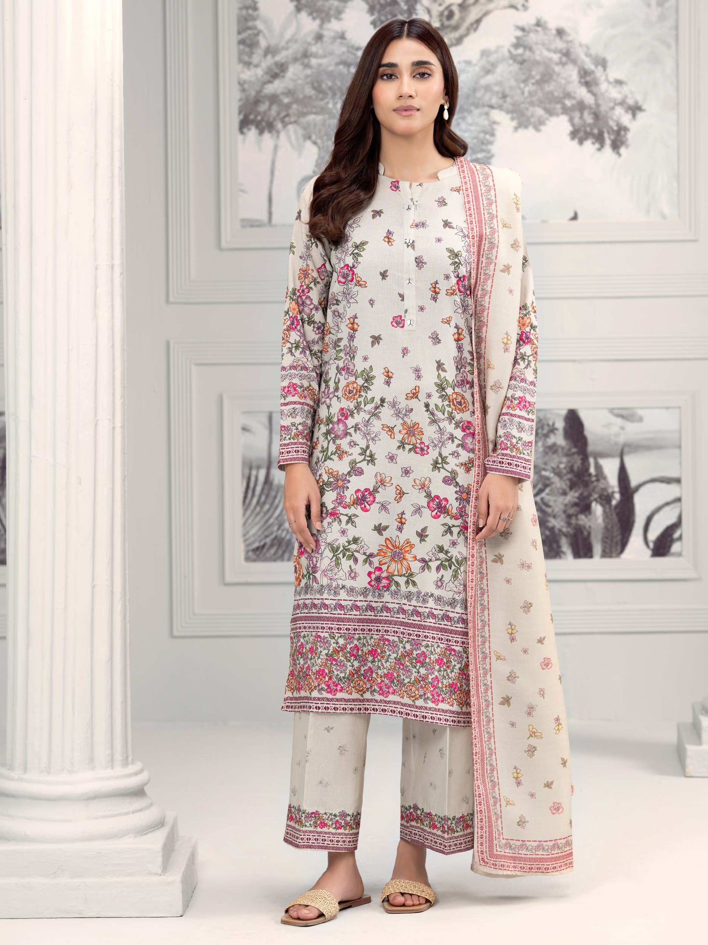 3 Piece Khaddar Suit-Printed (Unstitched)