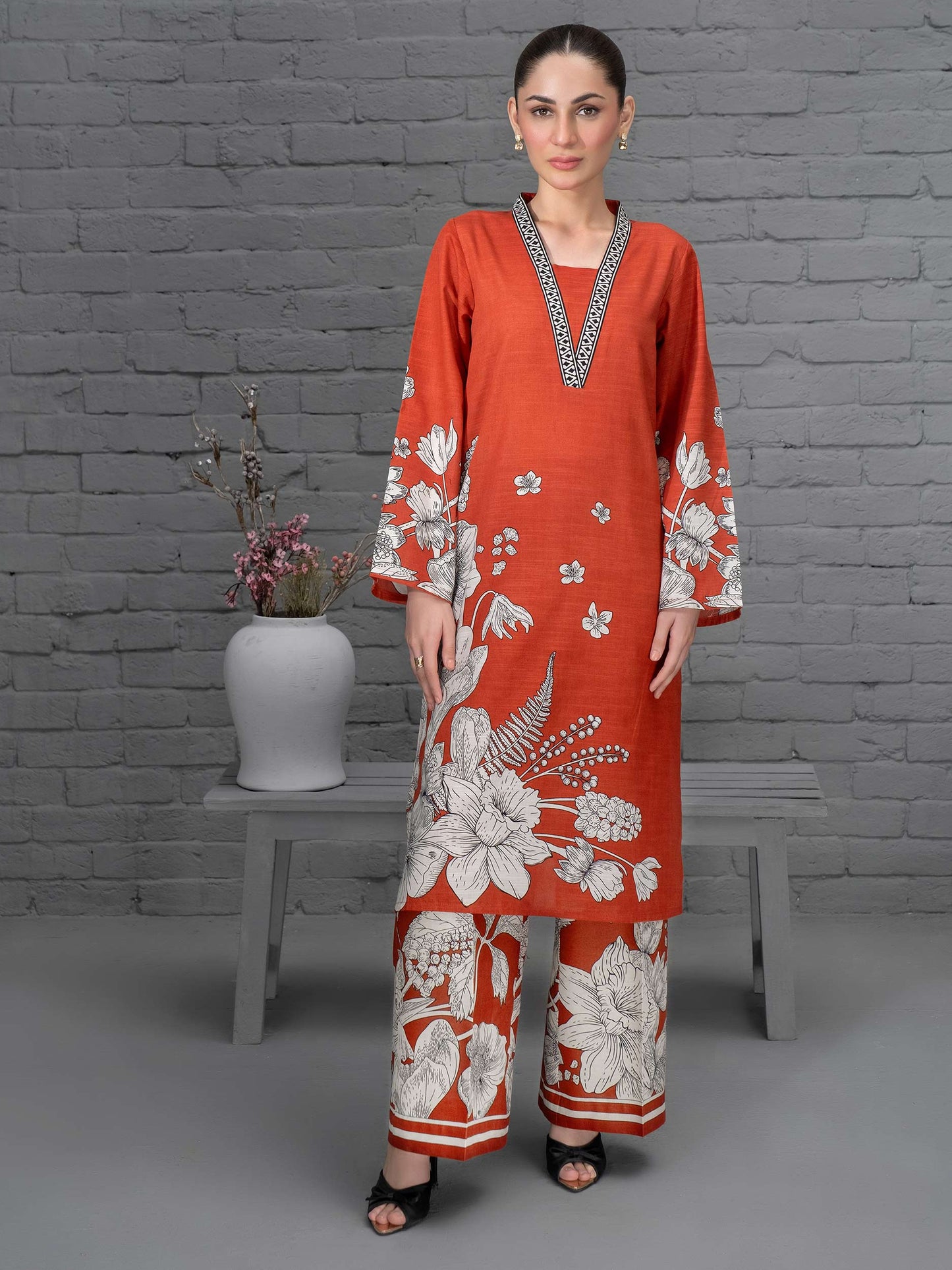 2 Piece Khaddar Suit-Printed (Unstitched)