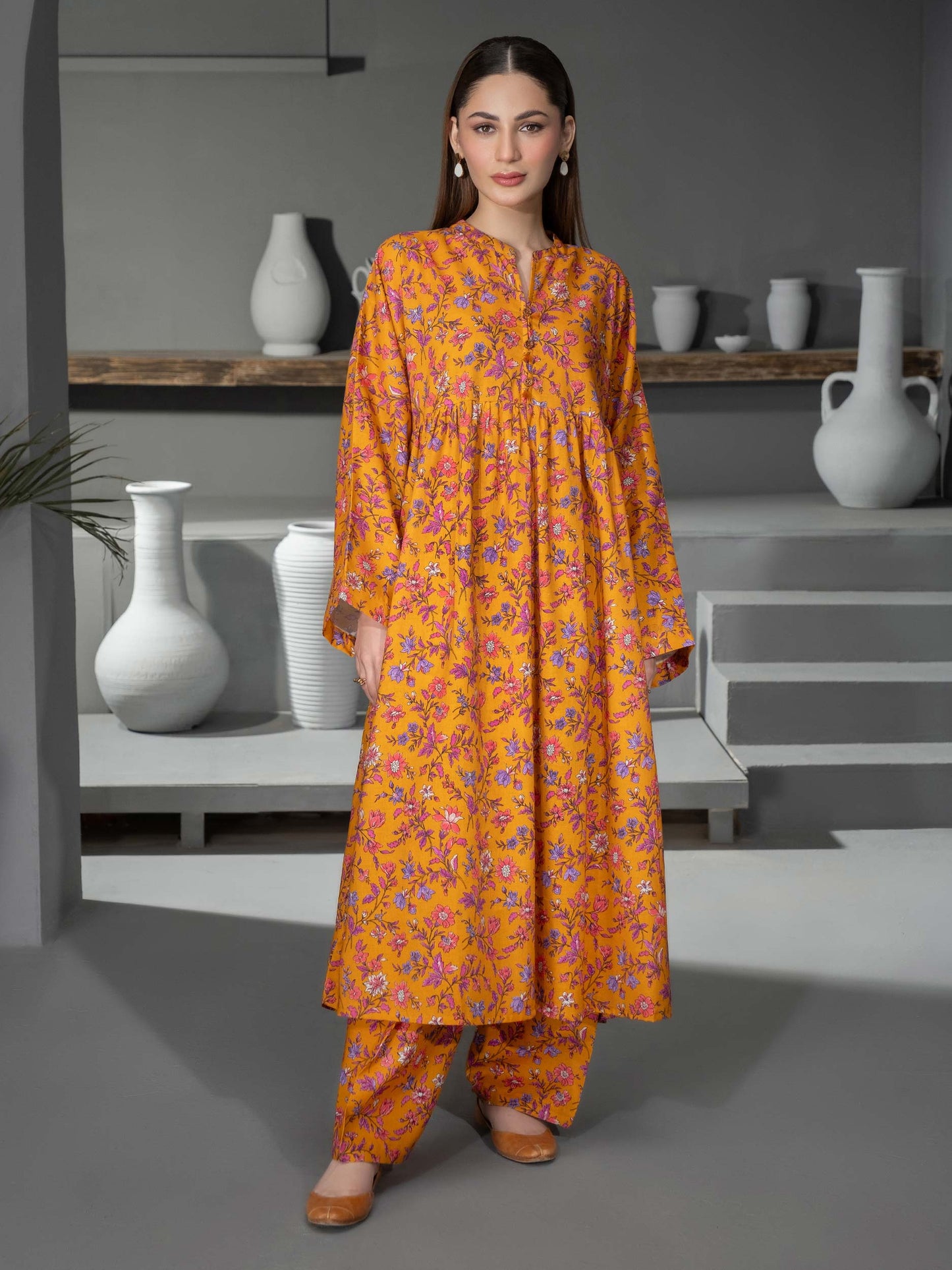 2 Piece Khaddar Suit-Printed (Unstitched)