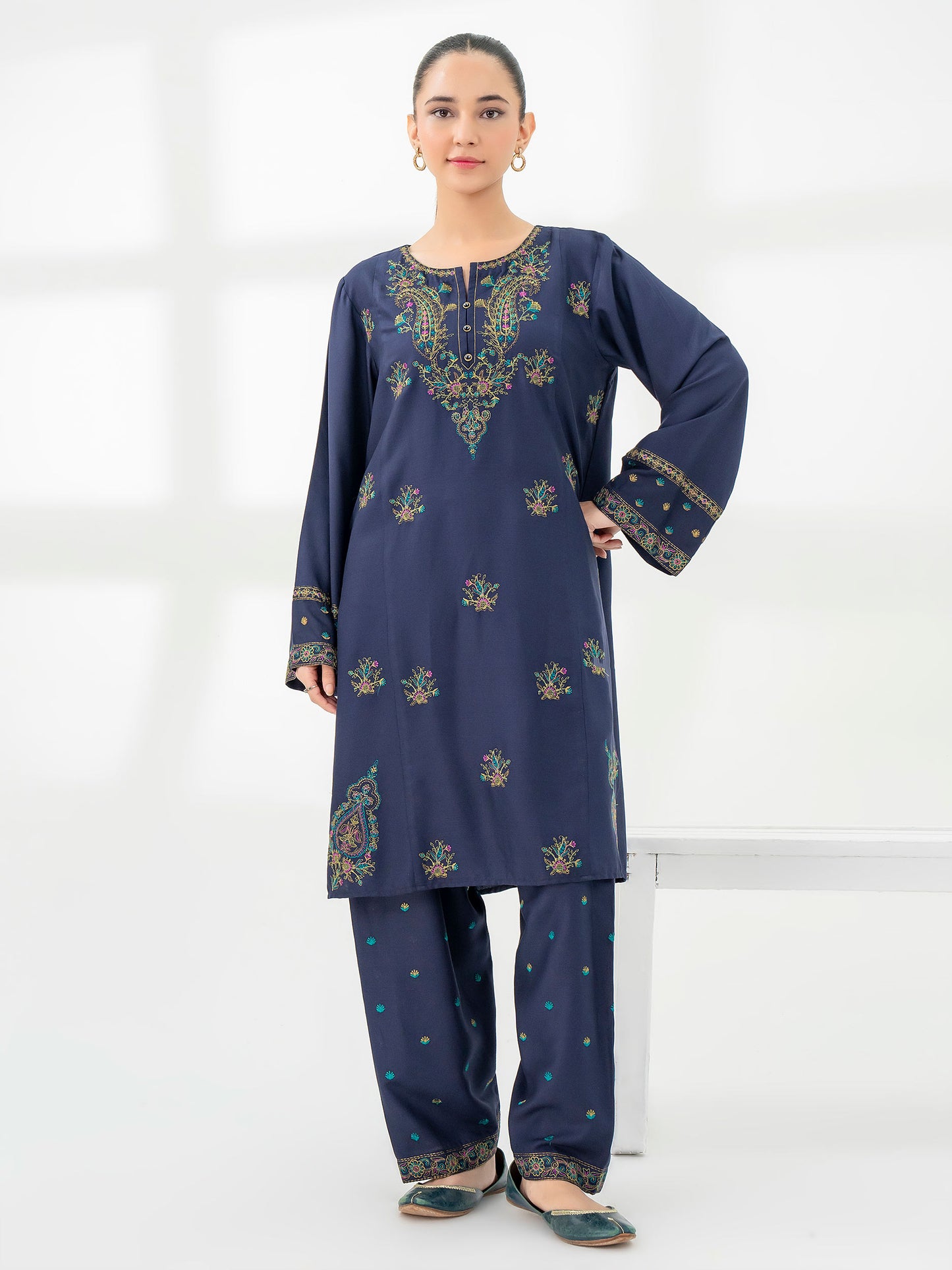 2 Piece Crepe Suit-Embroidered (Pret)