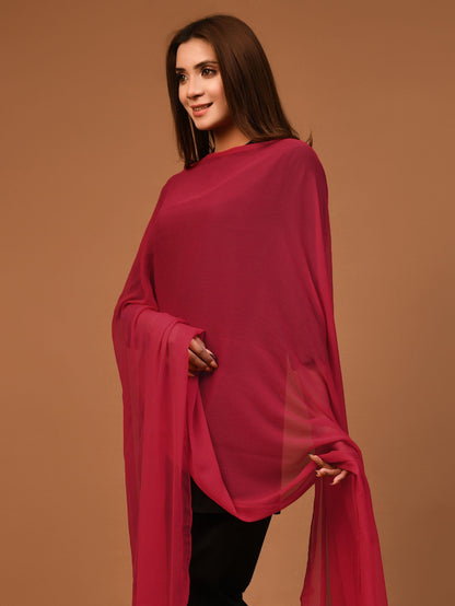 Chiffon Dupatta - Dark Red