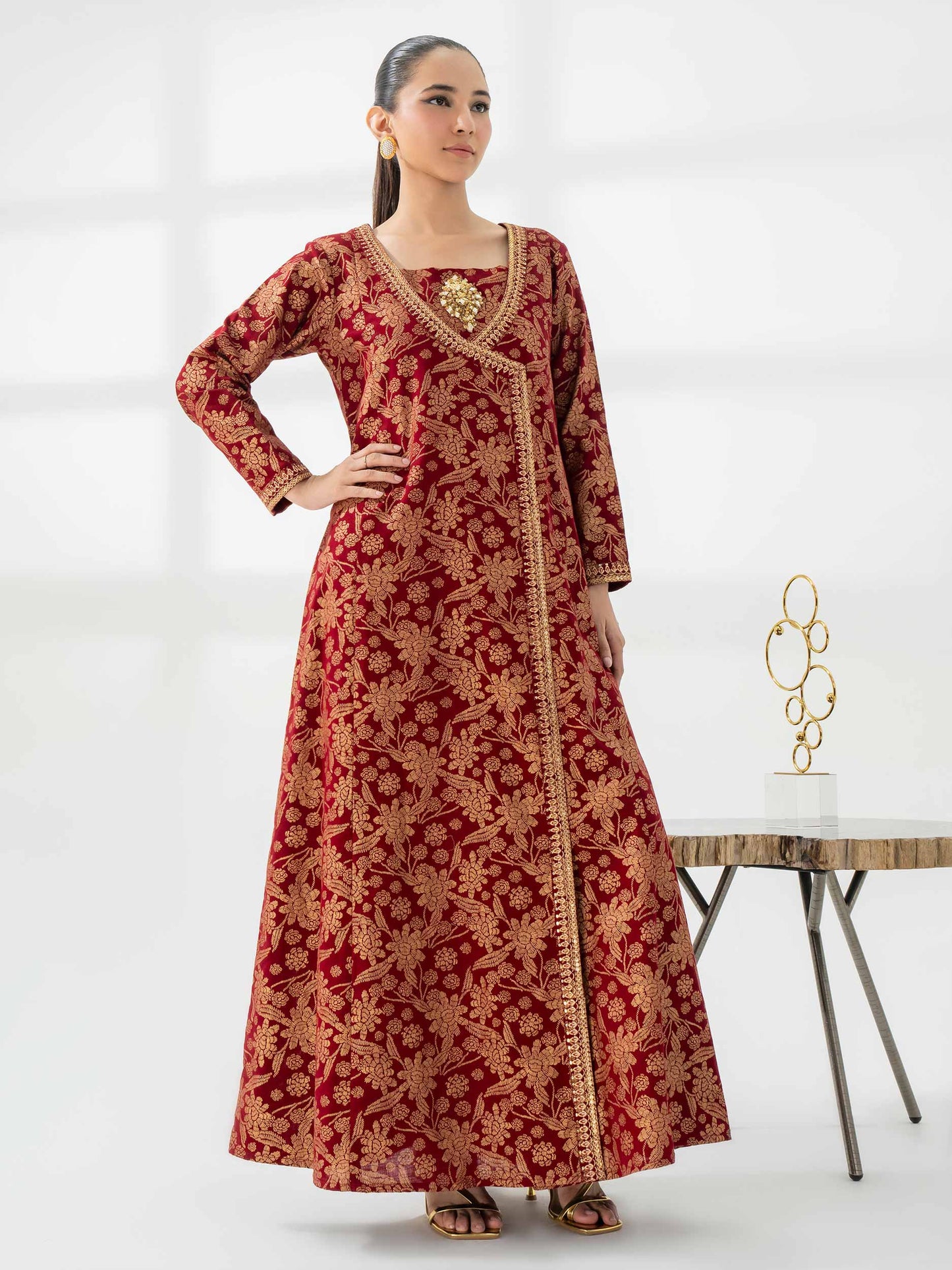 Khaddar Angrakha-Embroidered (Pret)