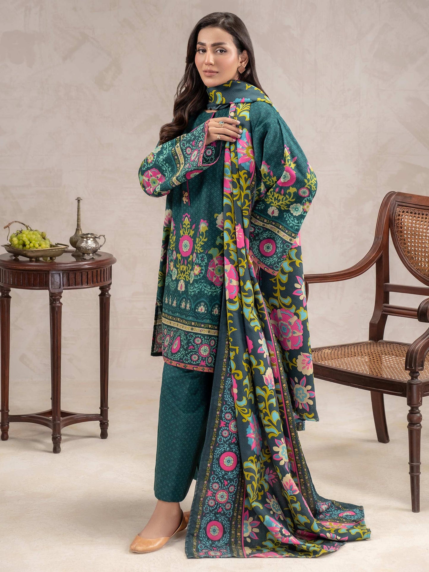 3 Piece Khaddar Suit-Printed (Unstitched)