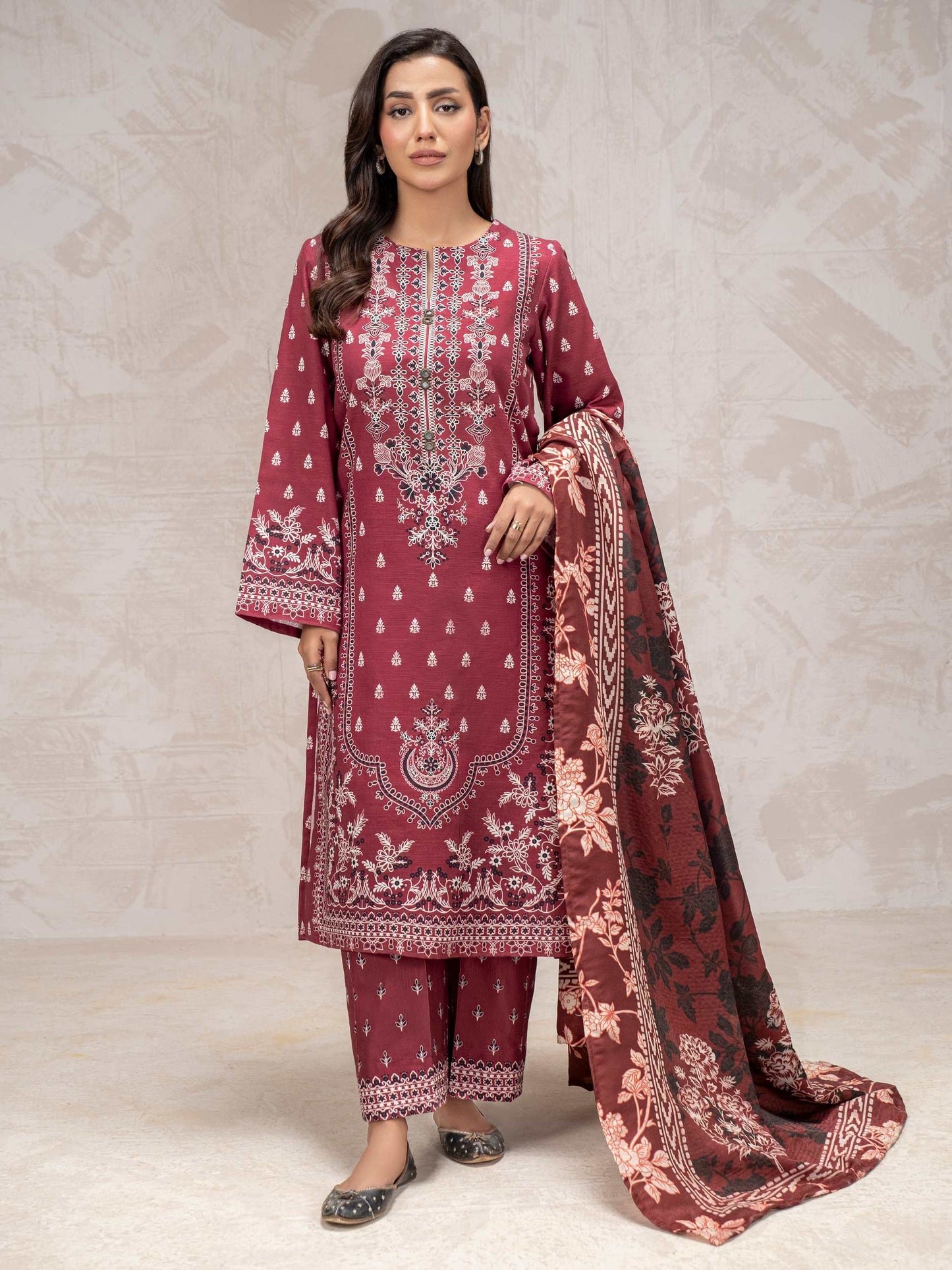 3 Piece Khaddar Suit-Printed (Unstitched)