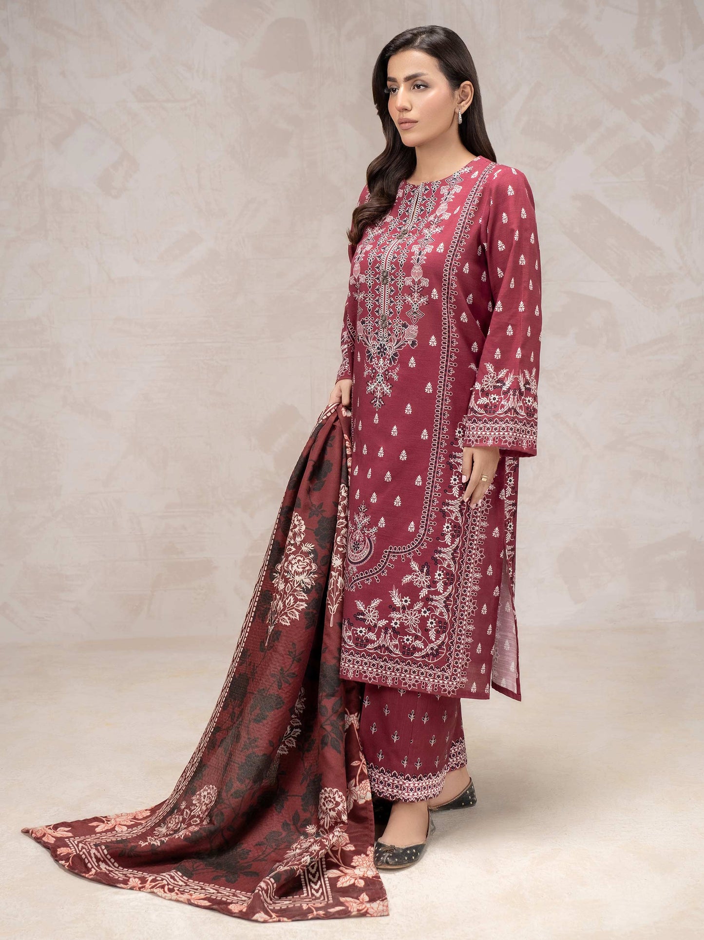 3 Piece Khaddar Suit-Printed (Unstitched)