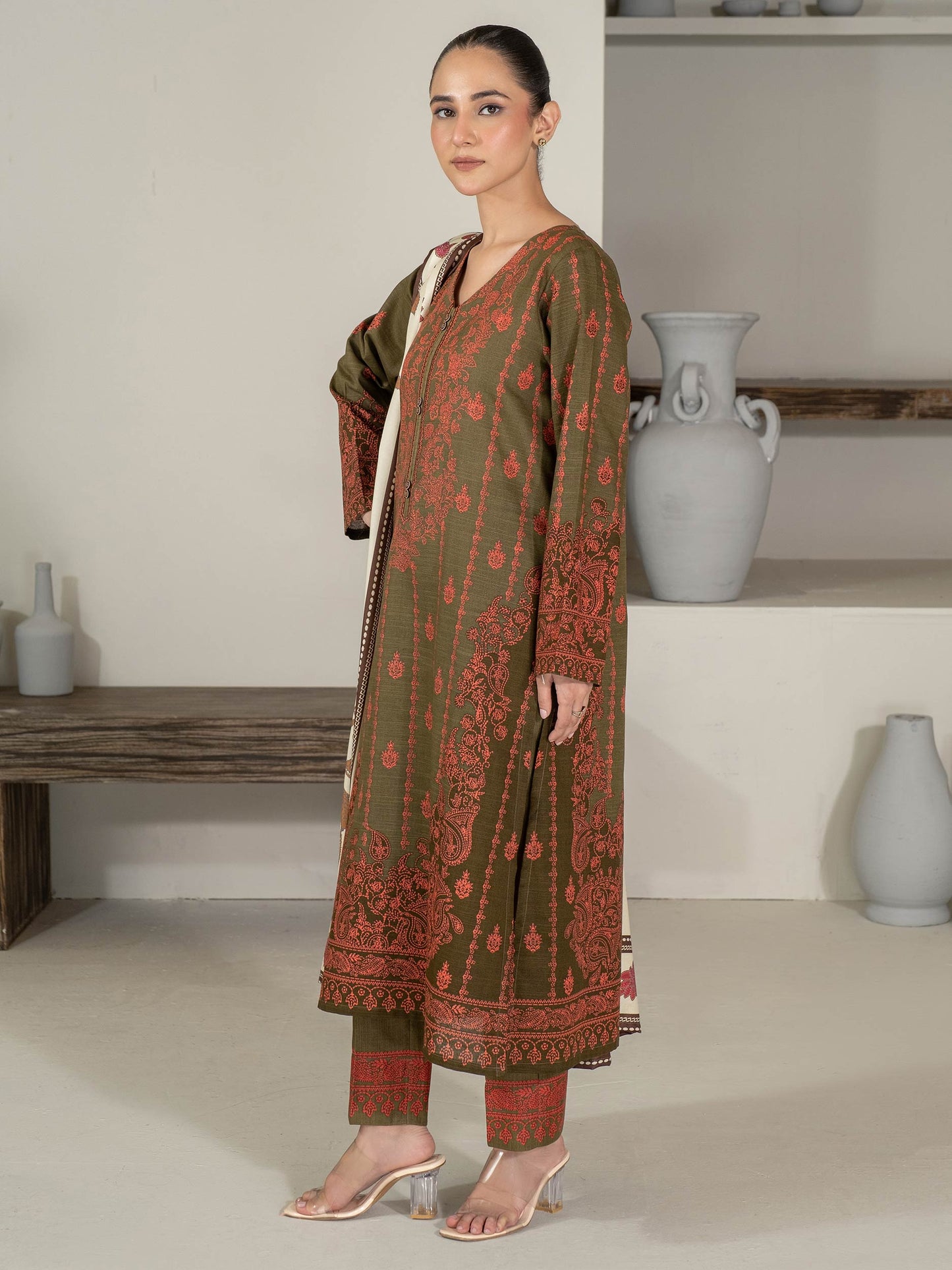 3 Piece Khaddar Suit-Printed (Unstitched)