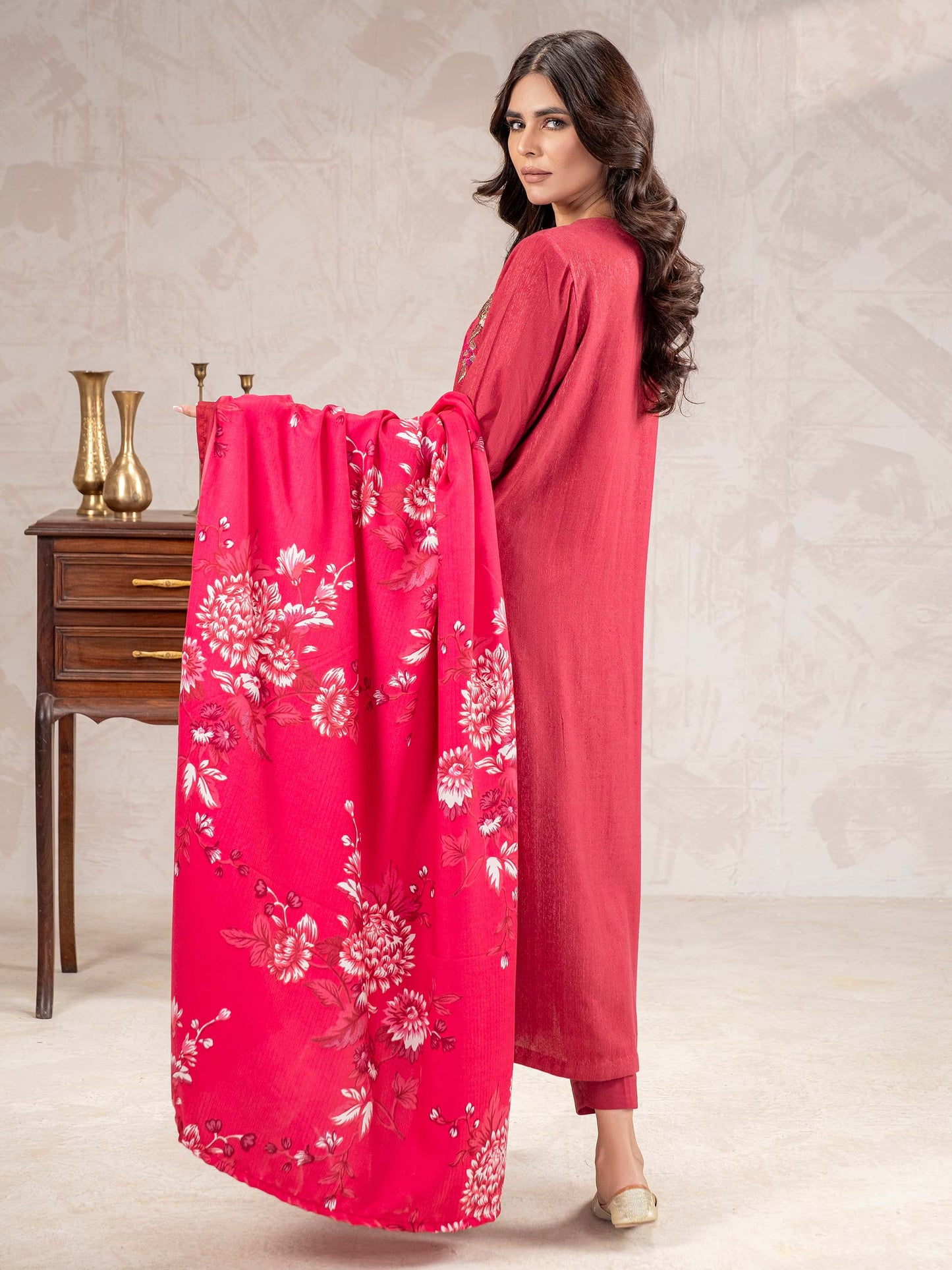 3 Piece Karandi Suit-Embroidered (Unstitched)