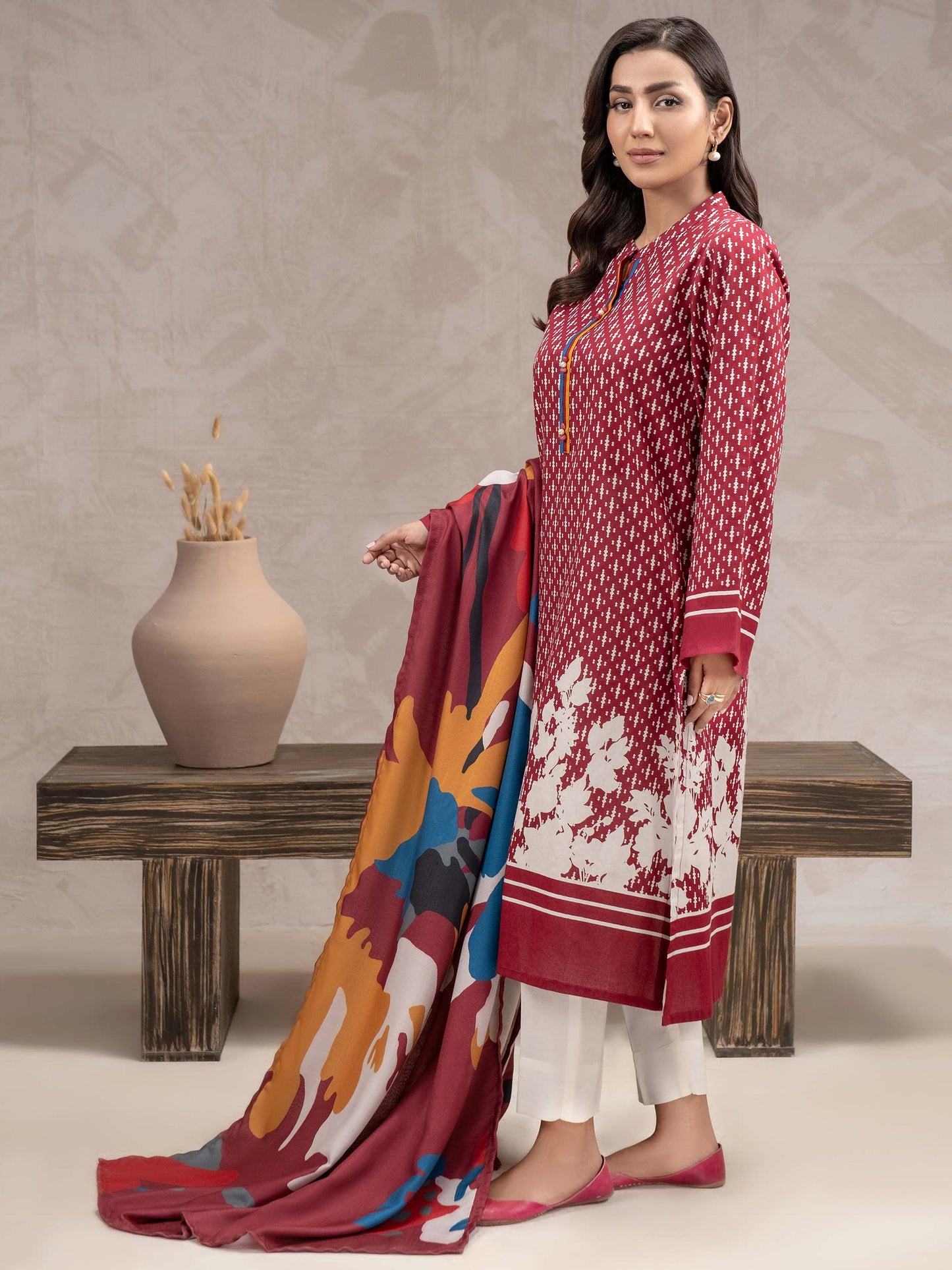 2 Piece Khaddar Suit-Printed (Unstitched)