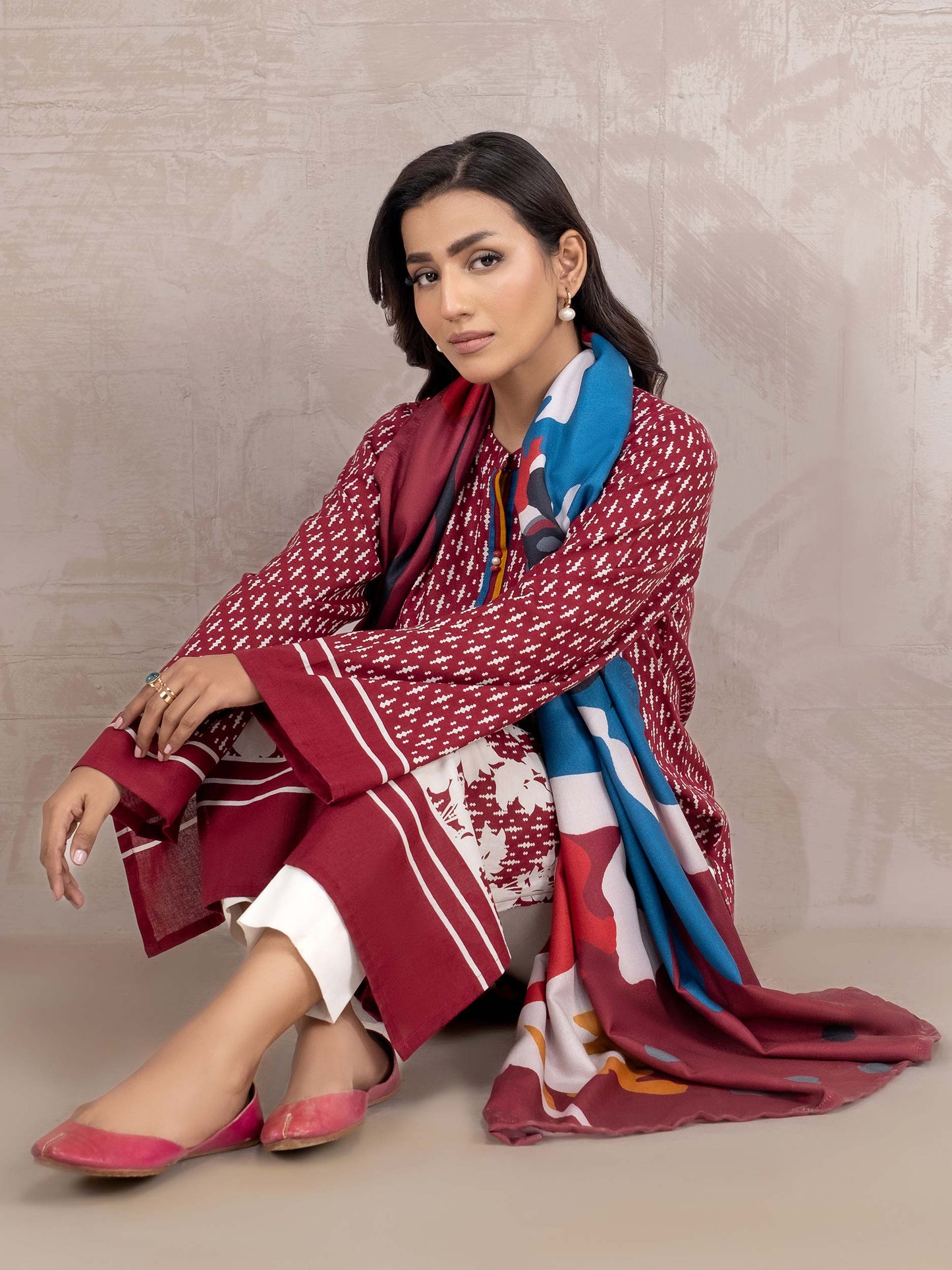 2 Piece Khaddar Suit-Printed (Unstitched)