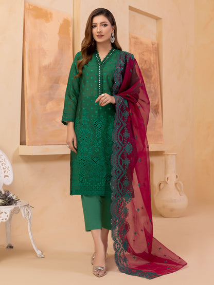 3 Piece Net Suit-Embroidered (Unstitched)