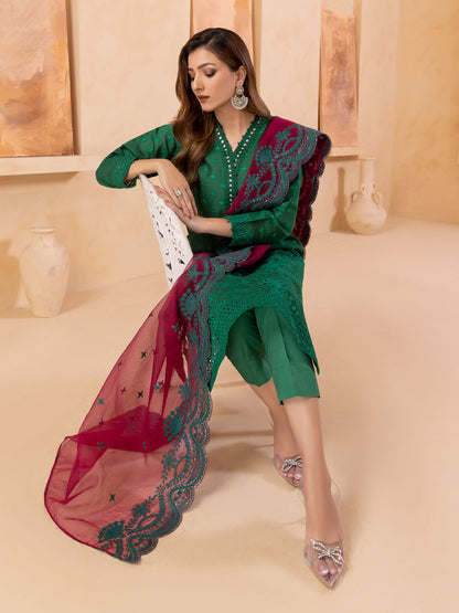 3 Piece Net Suit-Embroidered (Unstitched)