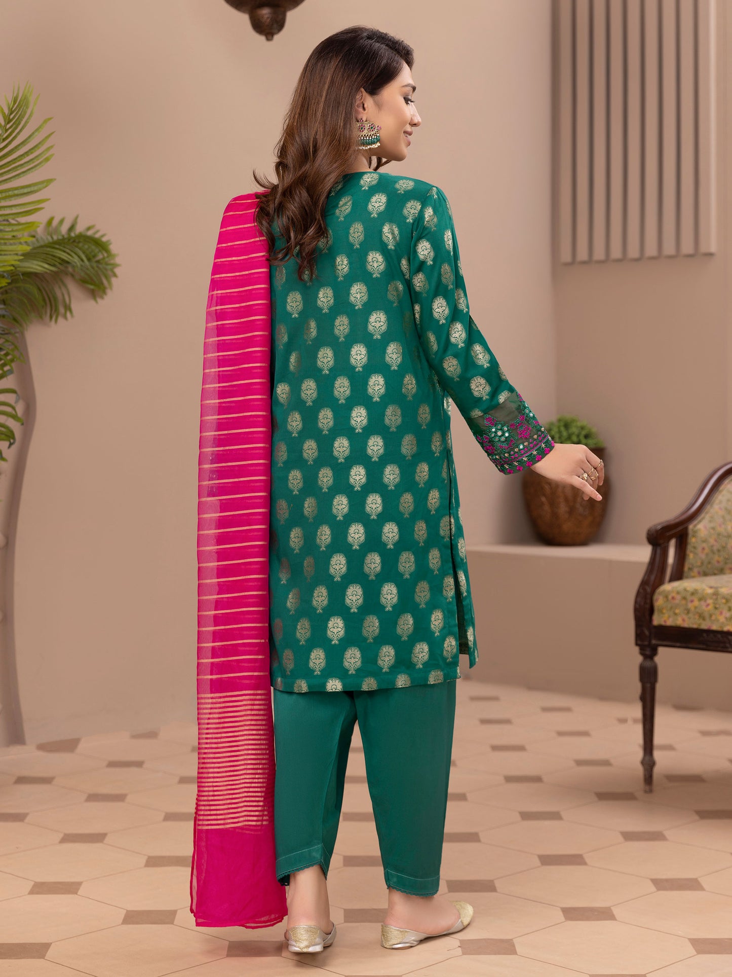 2 Piece Jacquard Suit-Embroidered (Unstitched)