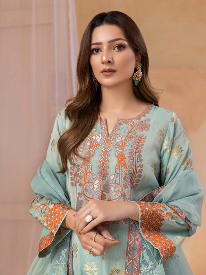 3 Piece Jacquard Suit-Embroidered (Unstitched)