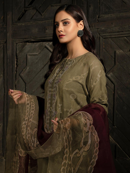 2 Piece Jacquard Suit-Embroidered (Unstitched)