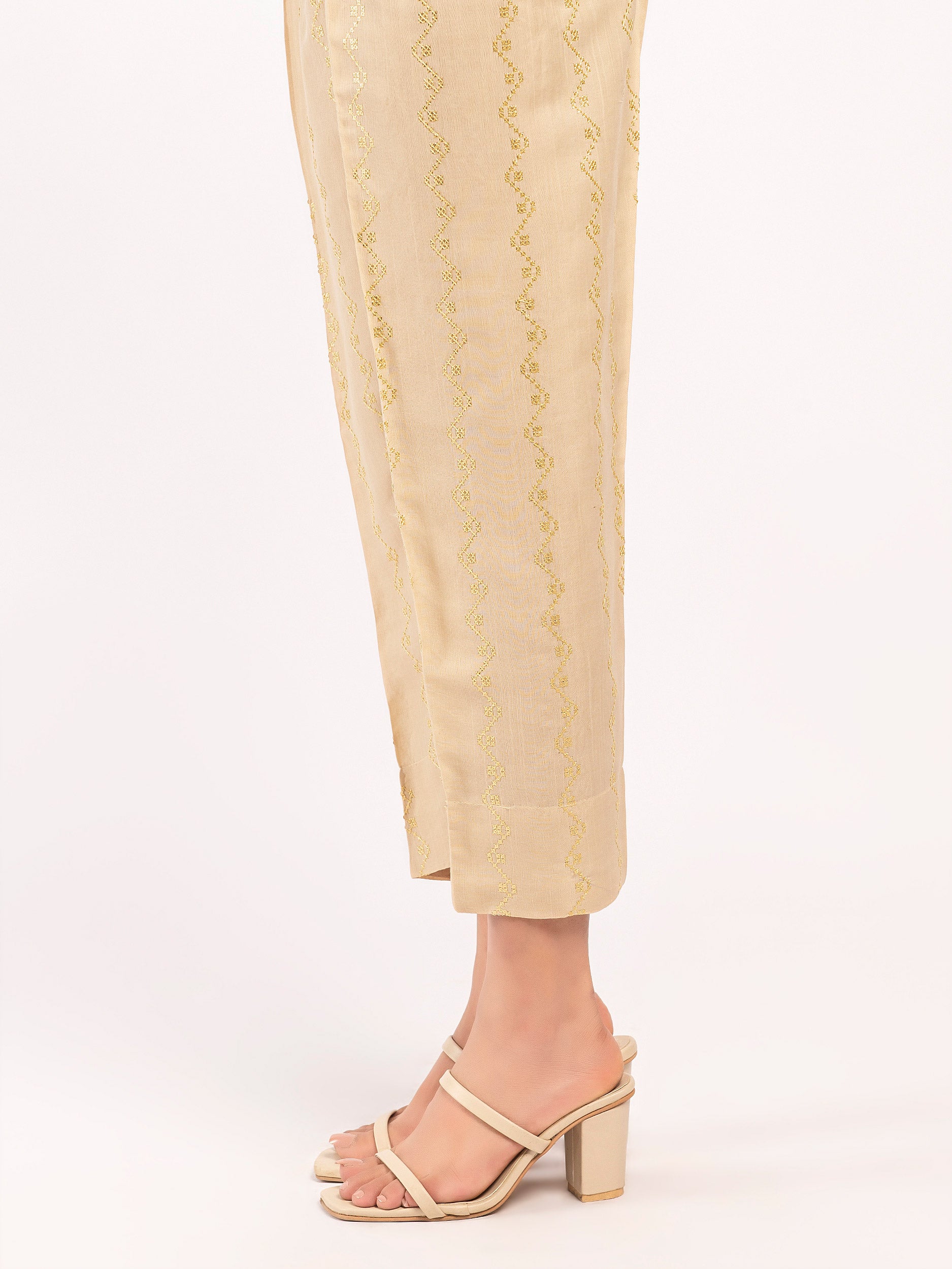 Embroidered Raw Silk Trousers  Limelightpk