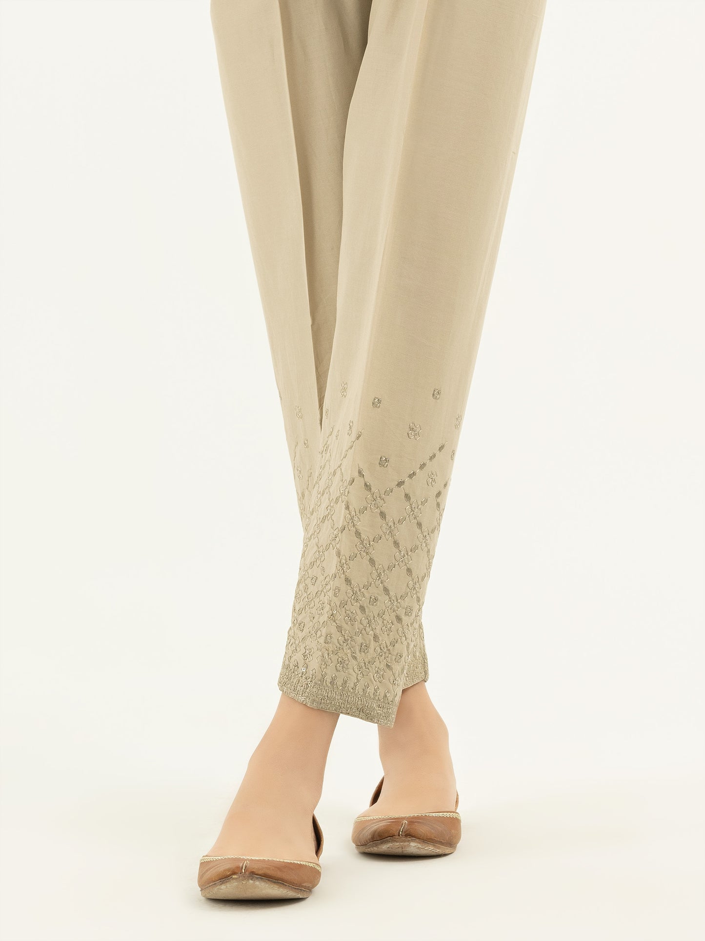 Embroidered Cambric Trousers(Pret)