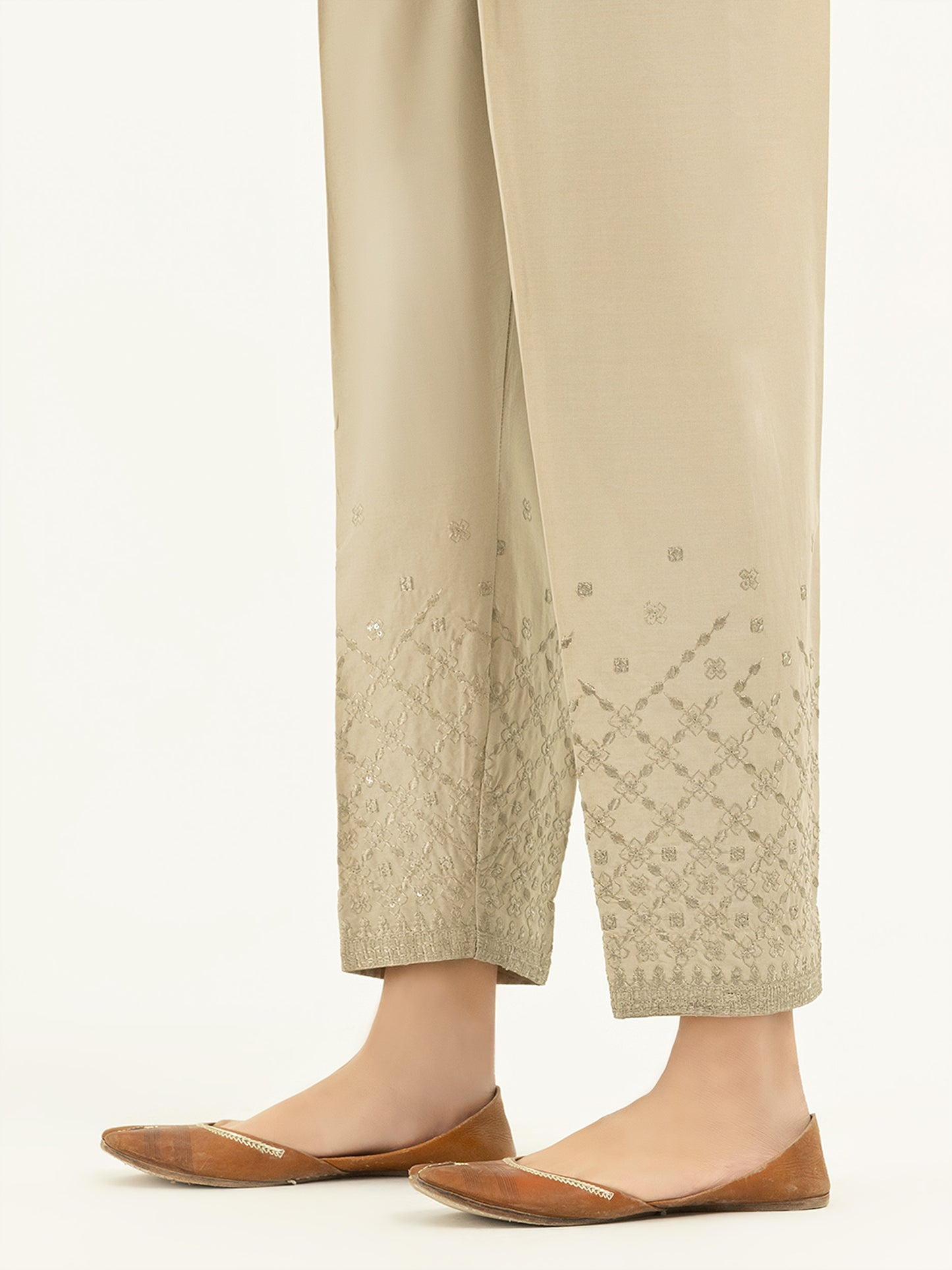 Embroidered Cambric Trousers(Pret)