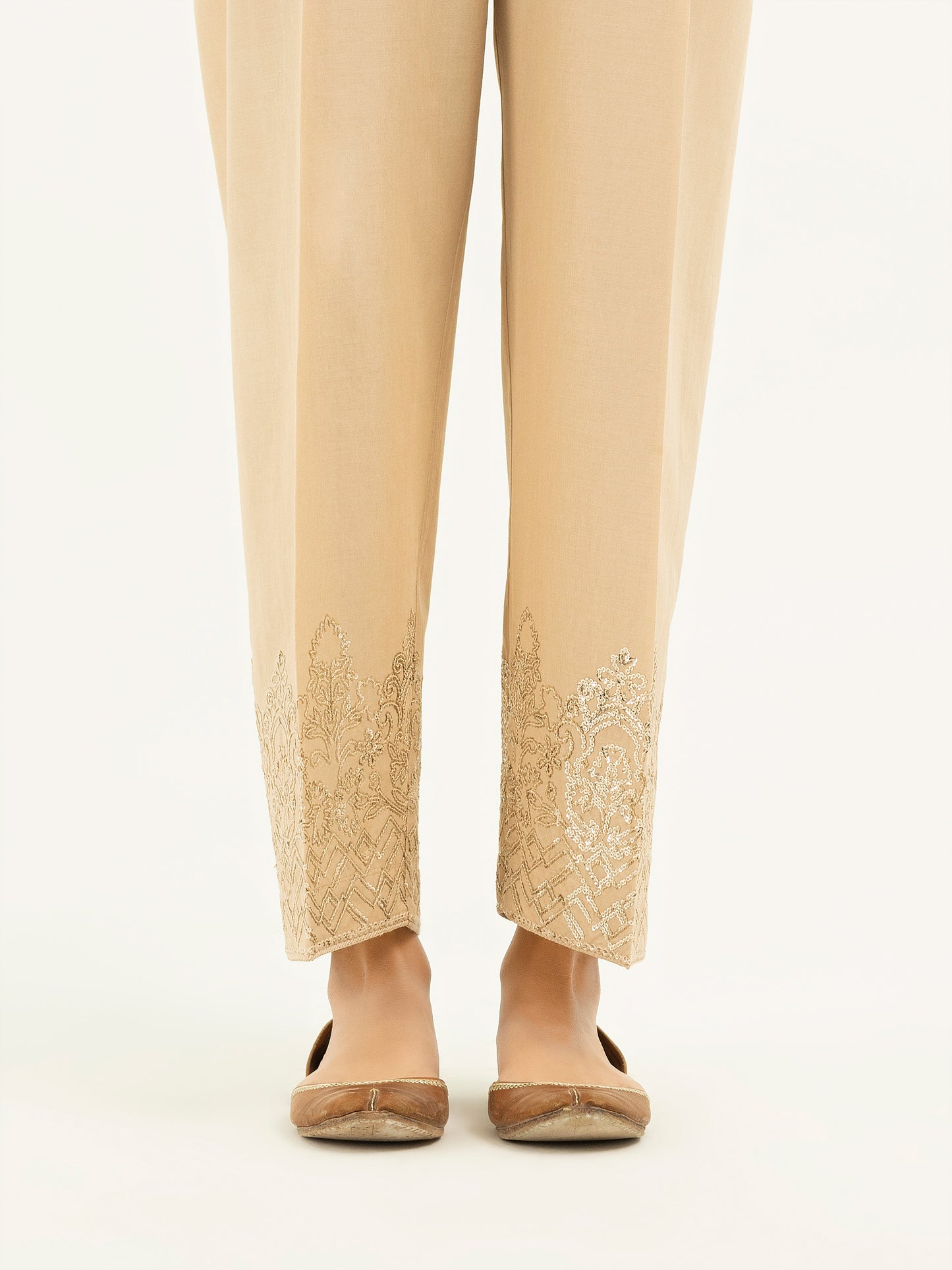 Embroidered Cambric Trousers(Pret)