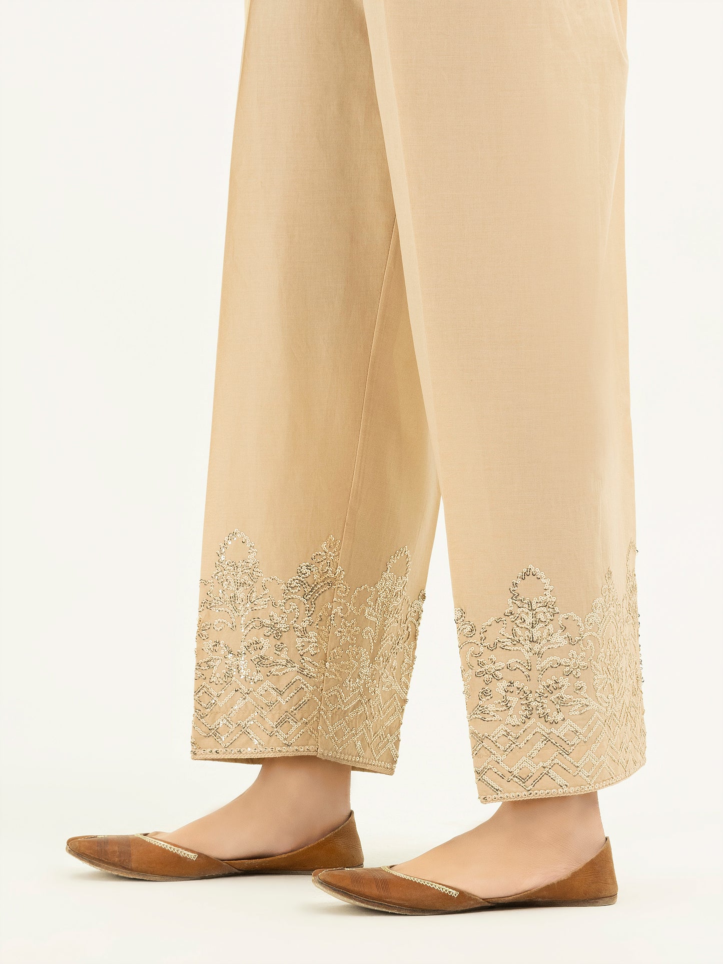 Embroidered Cambric Trousers(Pret)