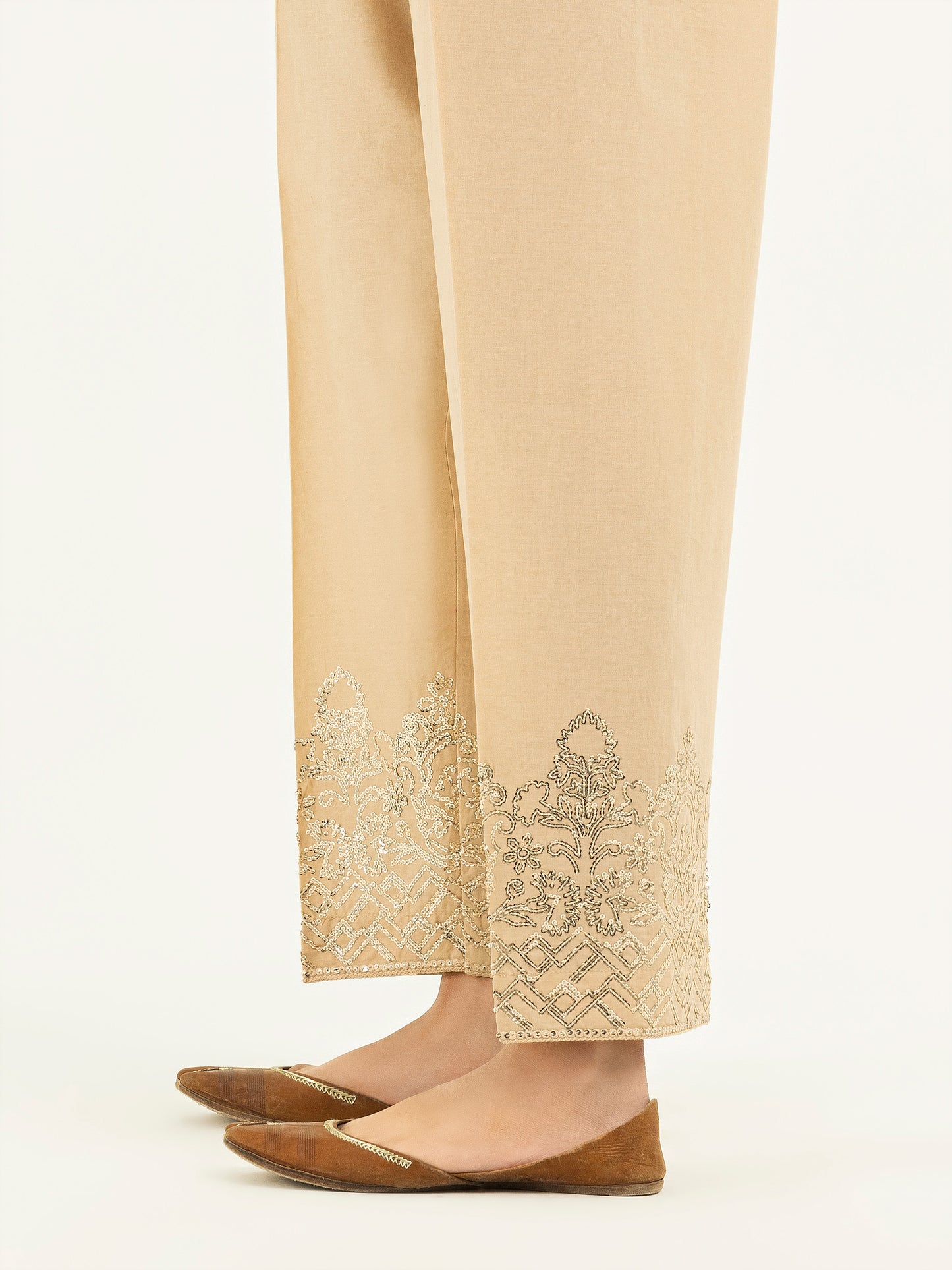 Embroidered Cambric Trousers(Pret)