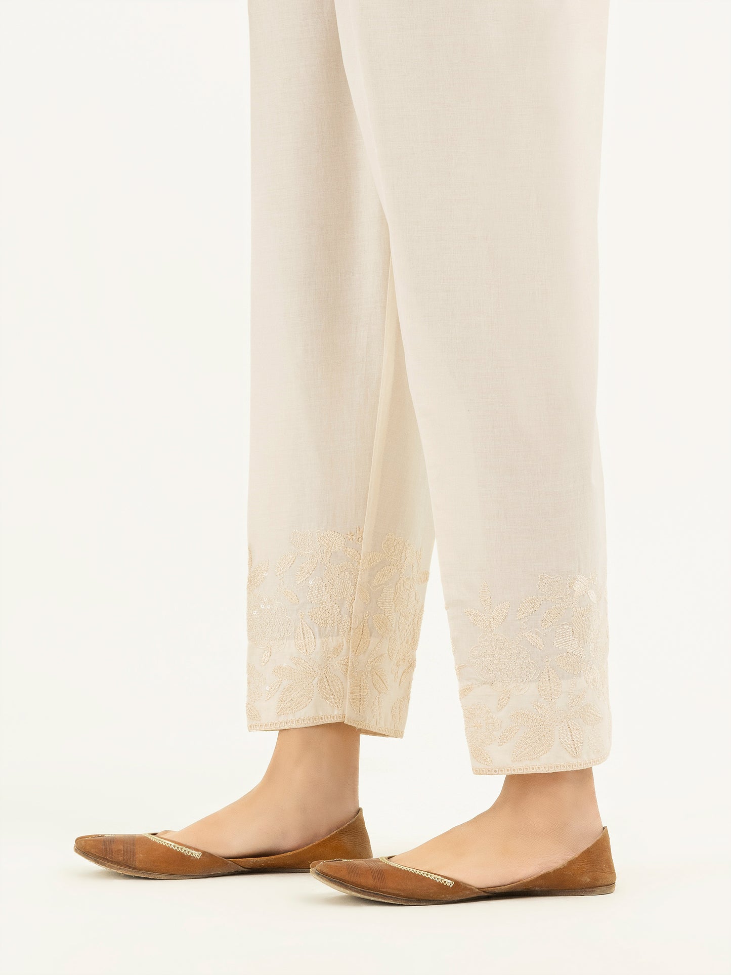 Embroidered Cambric Trousers(Pret)