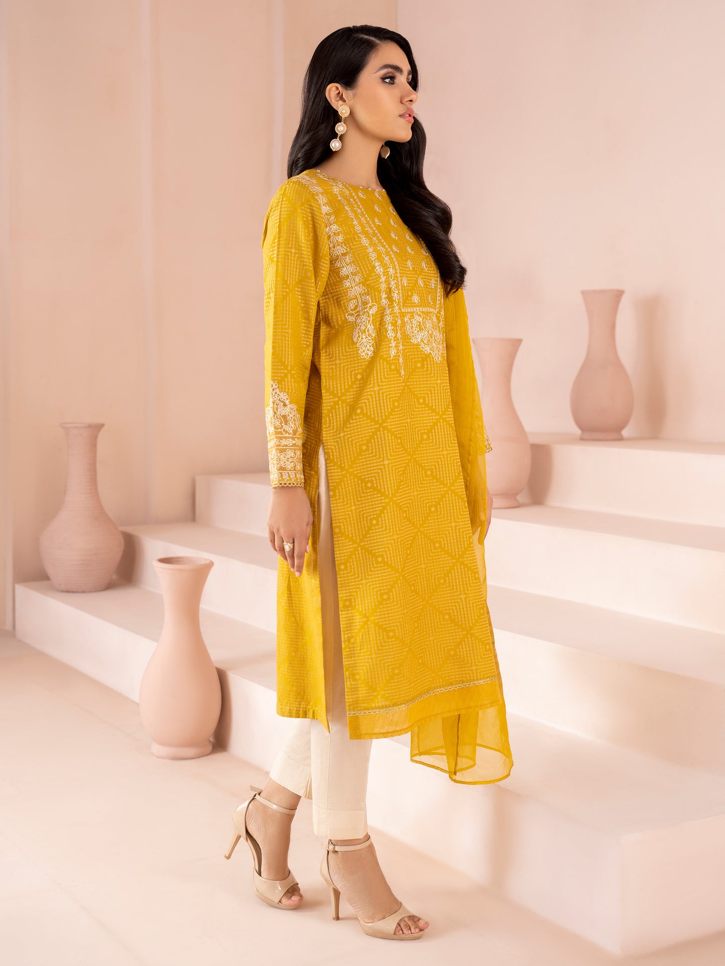 2 Piece Jacquard Suit-Unstitched Embroidered