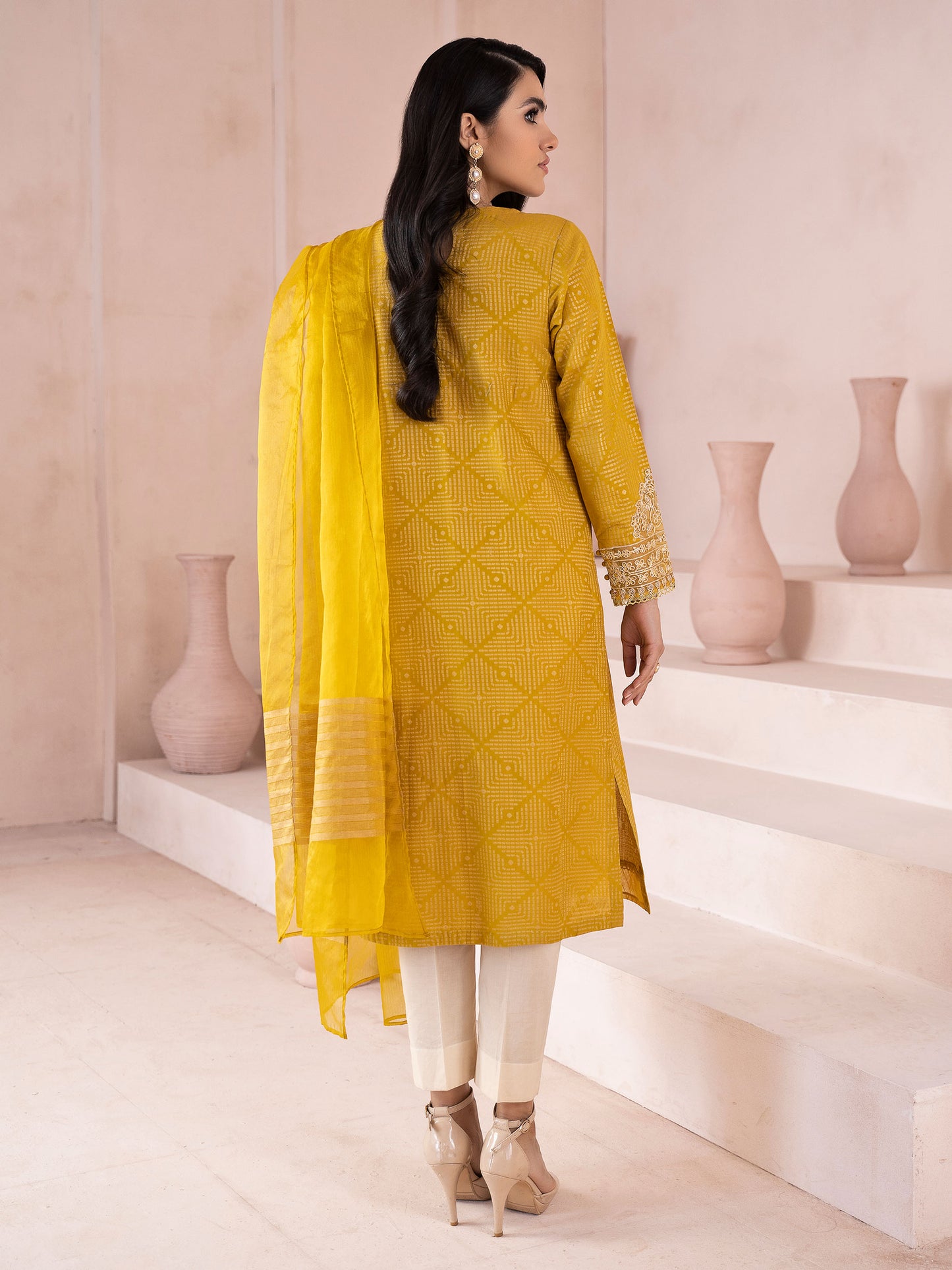 2 Piece Jacquard Suit-Unstitched Embroidered