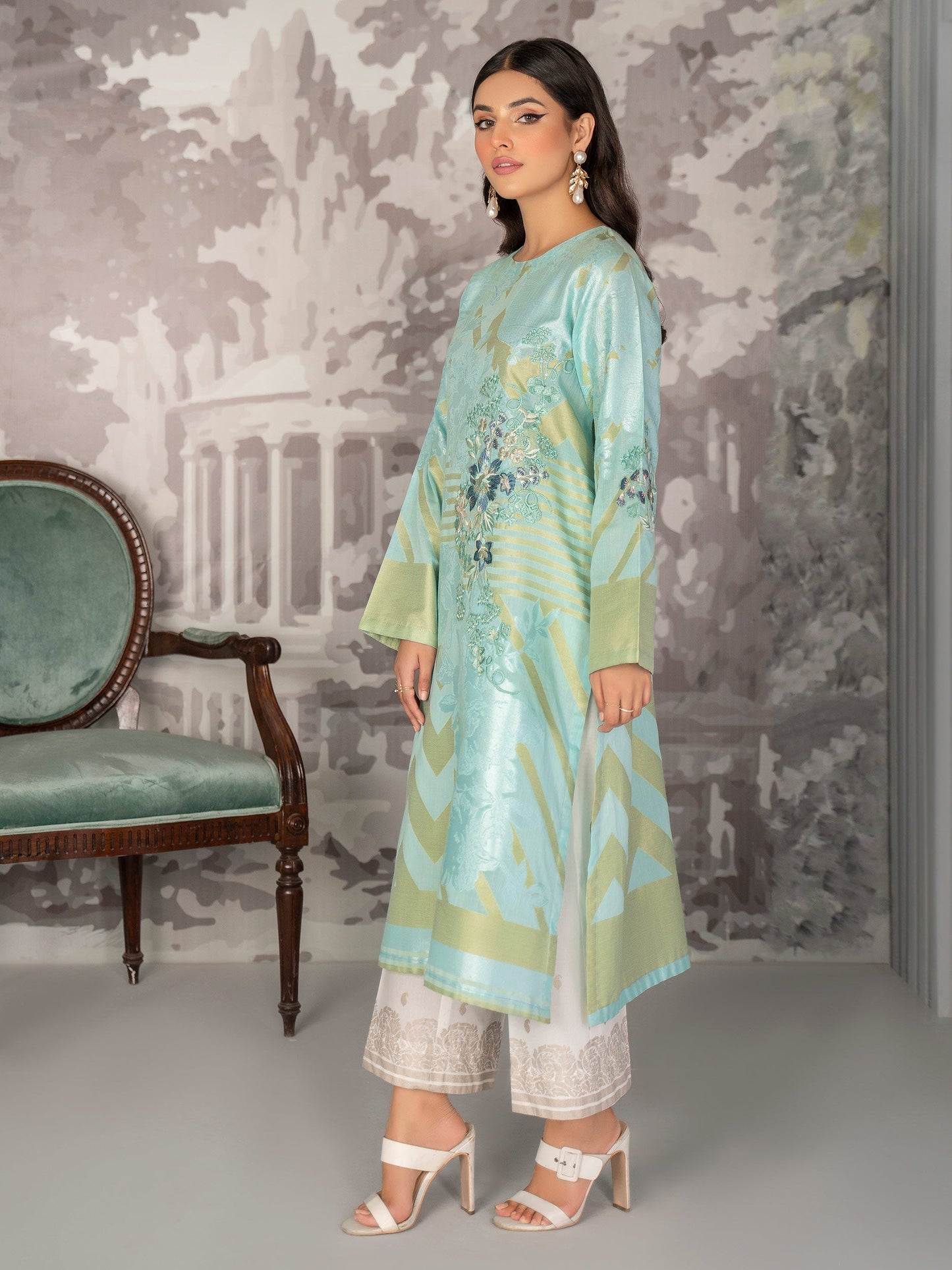 2 Piece Jacquard Suit-Embroidered (Unstitched)