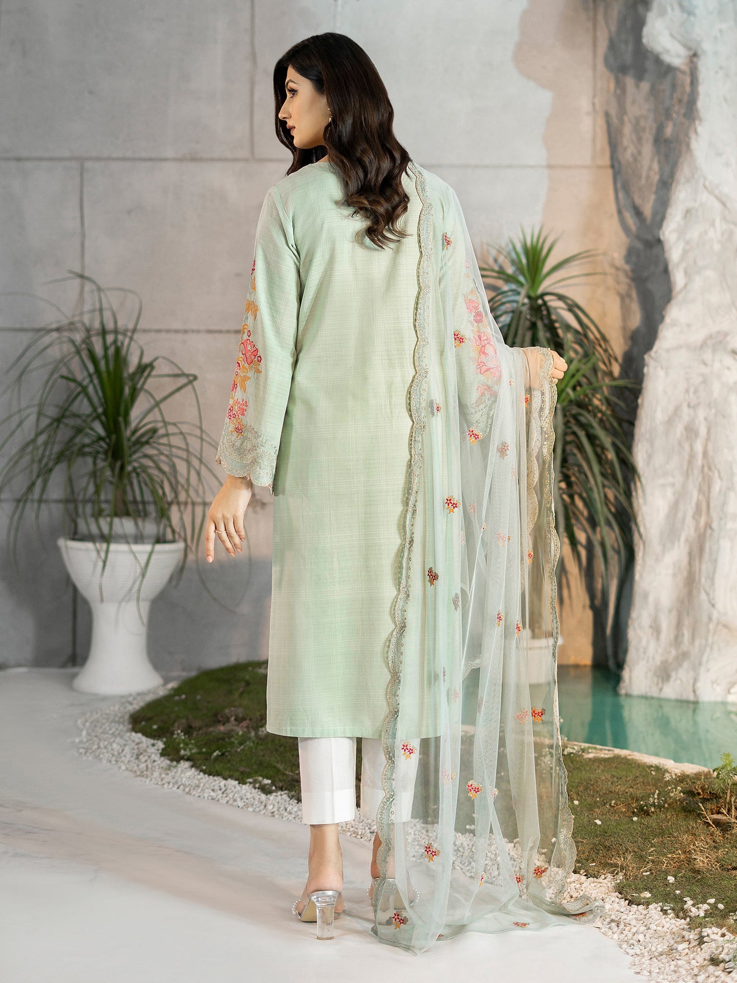 2 Piece Yarn Dyed Suit-Embroidered (Unstitched)