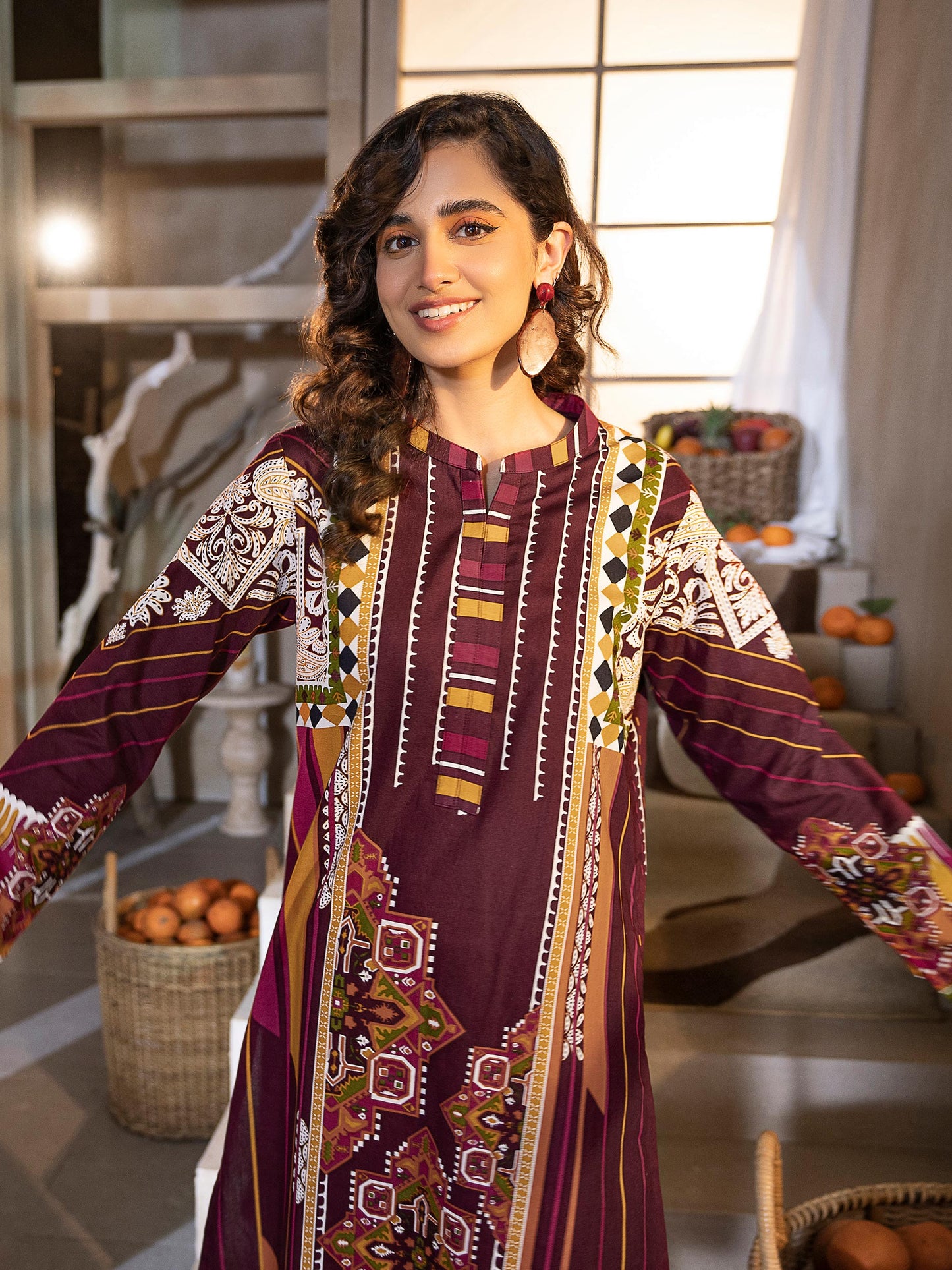 2 Piece Winter Cotton Suit-Printed (Unstitched)