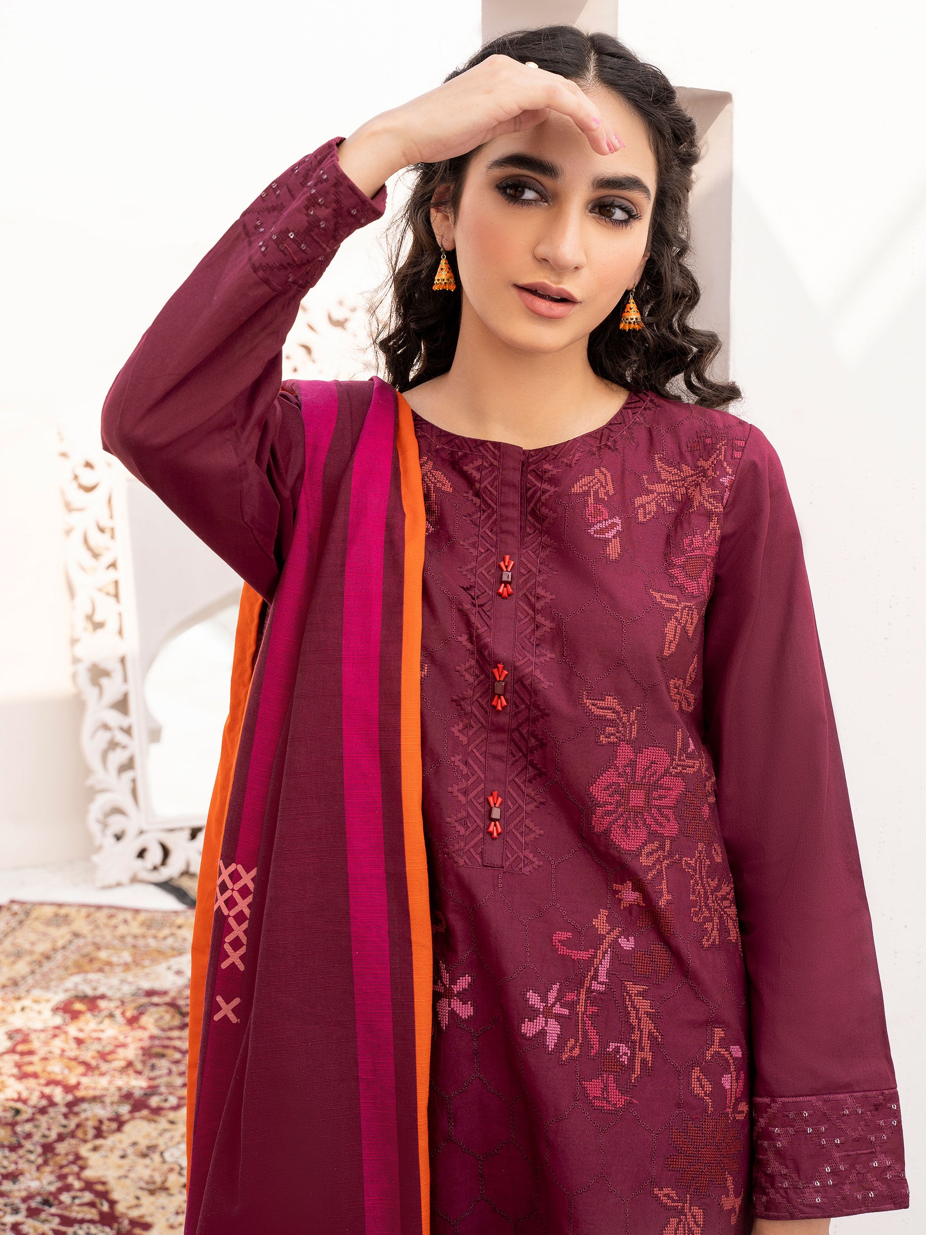 3 Piece Winter Cotton Suit-Embroidered (Unstitched) – Limelightpk