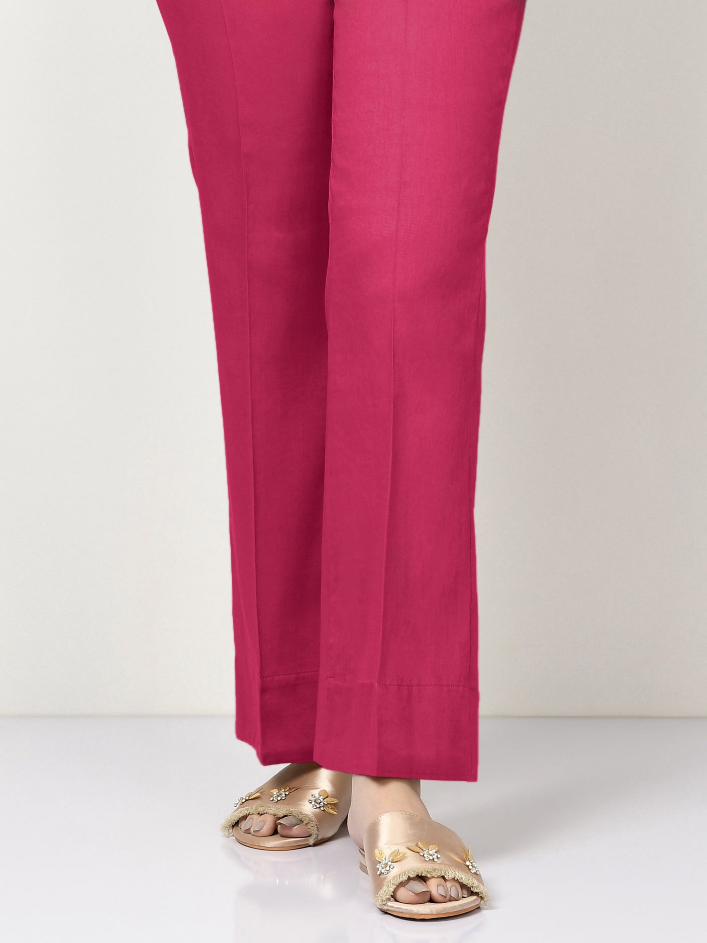 Unstitched Cambric Trouser - Ruby Pink