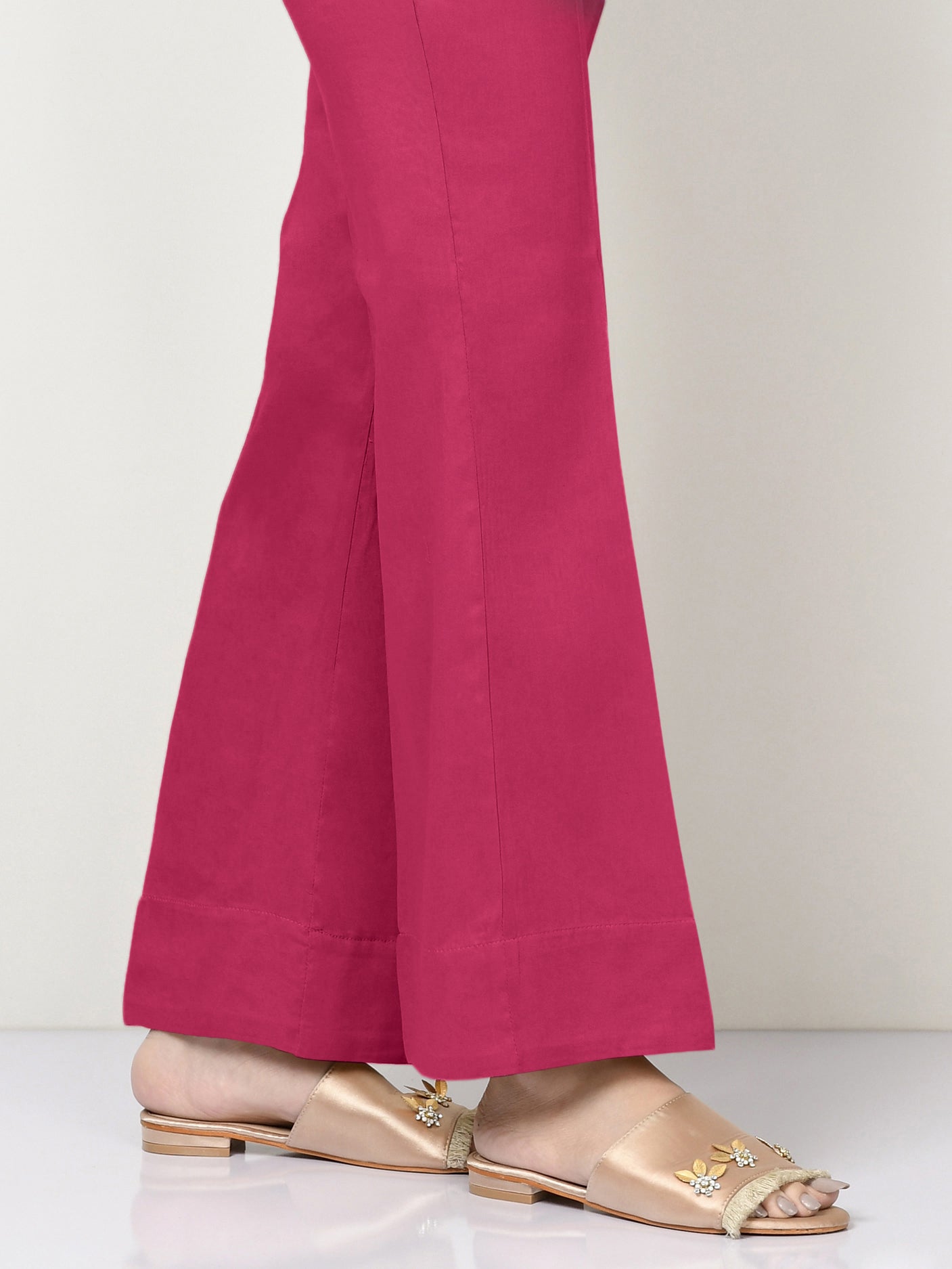 Unstitched Cambric Trouser - Ruby Pink