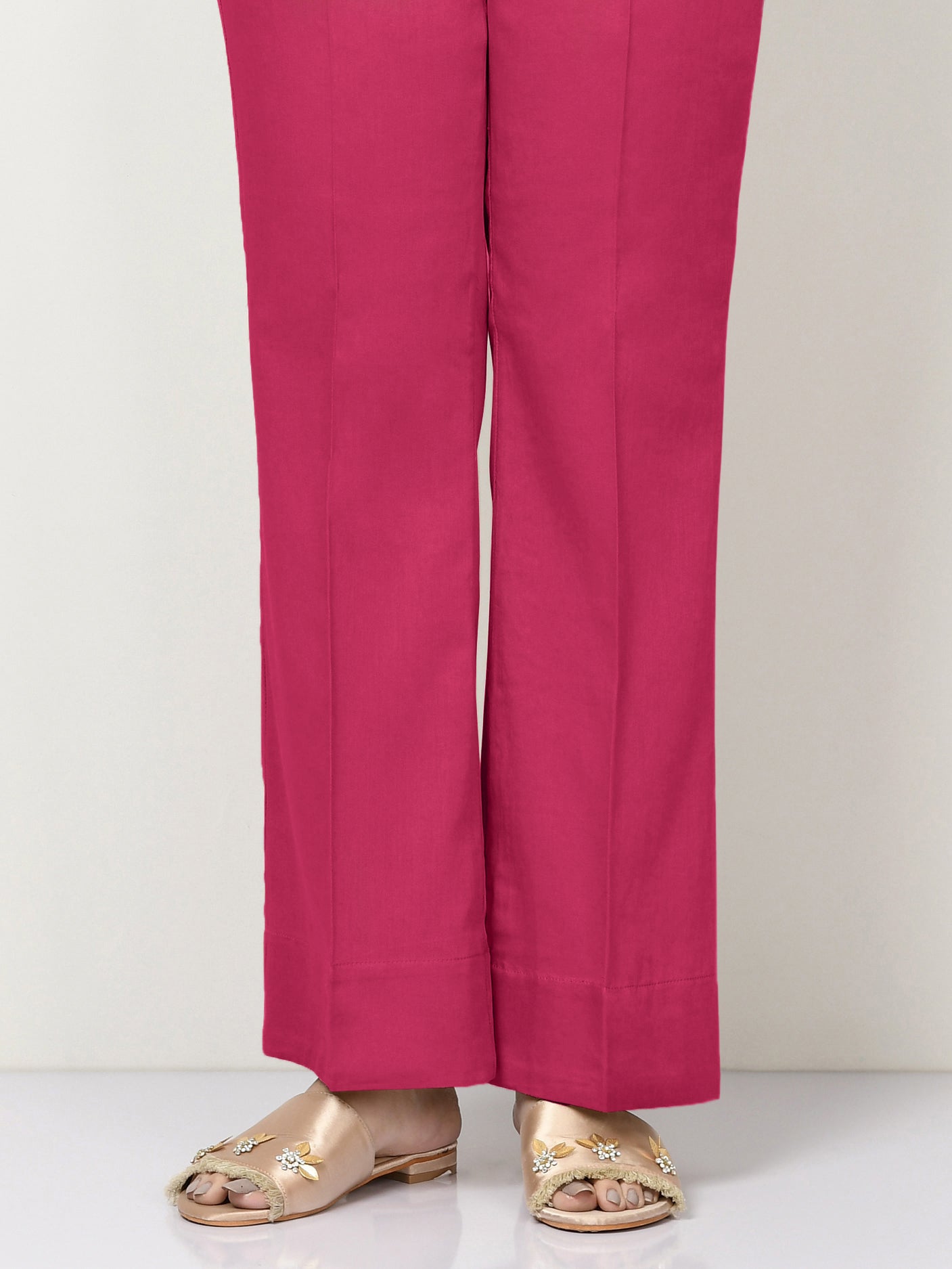 Unstitched Cambric Trouser - Ruby Pink