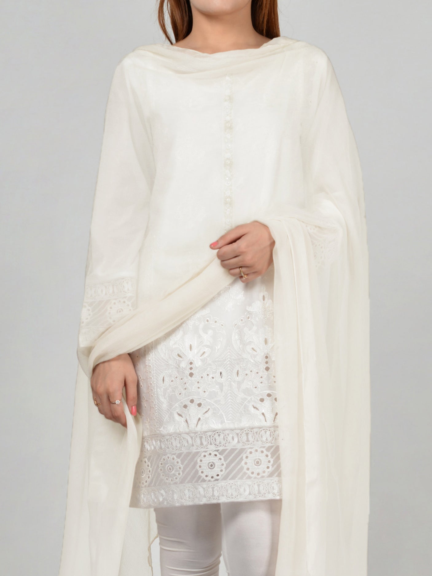 Chiffon Dupatta - White