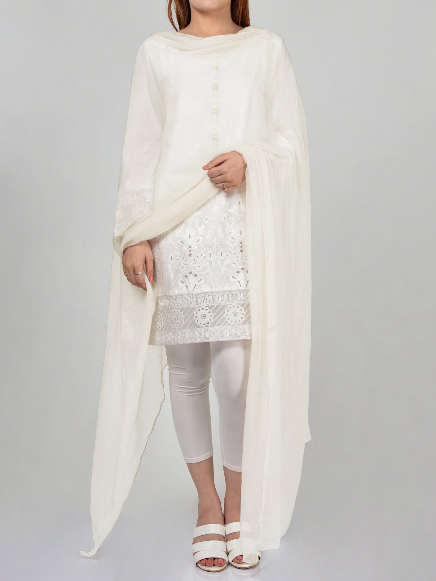 Chiffon Dupatta - White