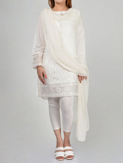 Chiffon Dupatta - White