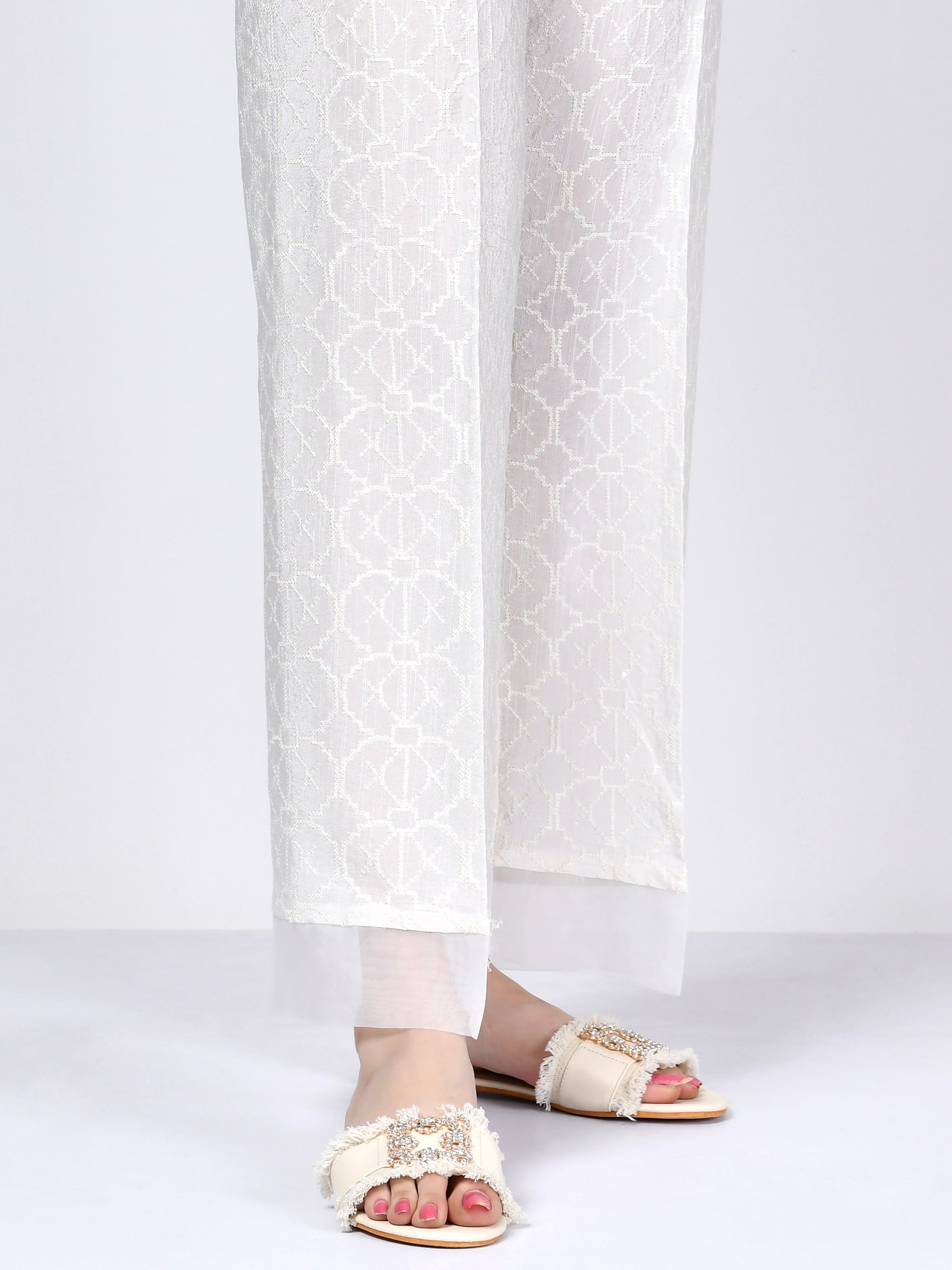 Embroidered Silk Pants