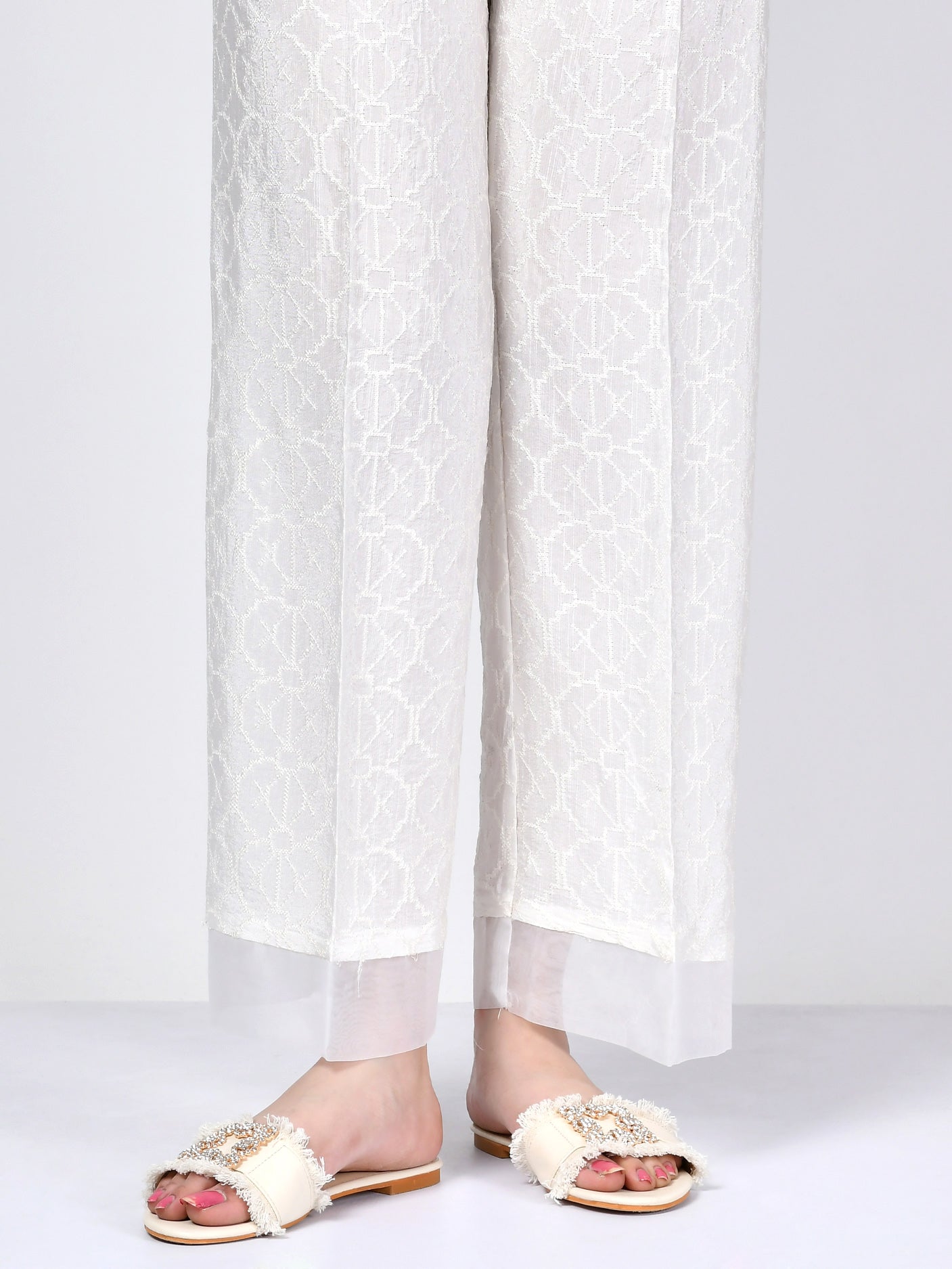 Embroidered Silk Pants