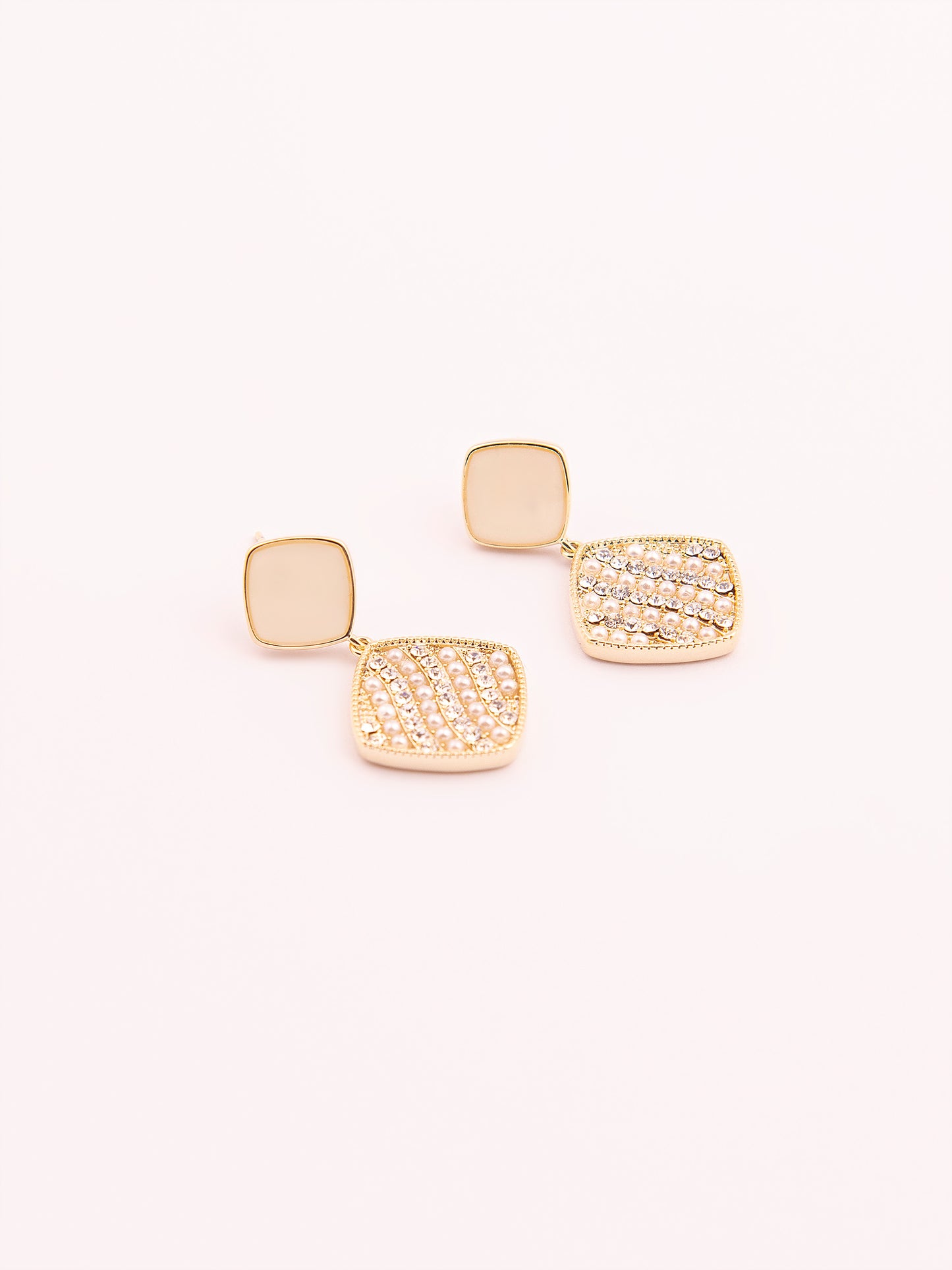 Geometric Embellished Drop Earrings