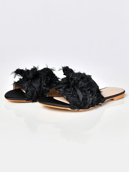 Frayed Sandals-Black