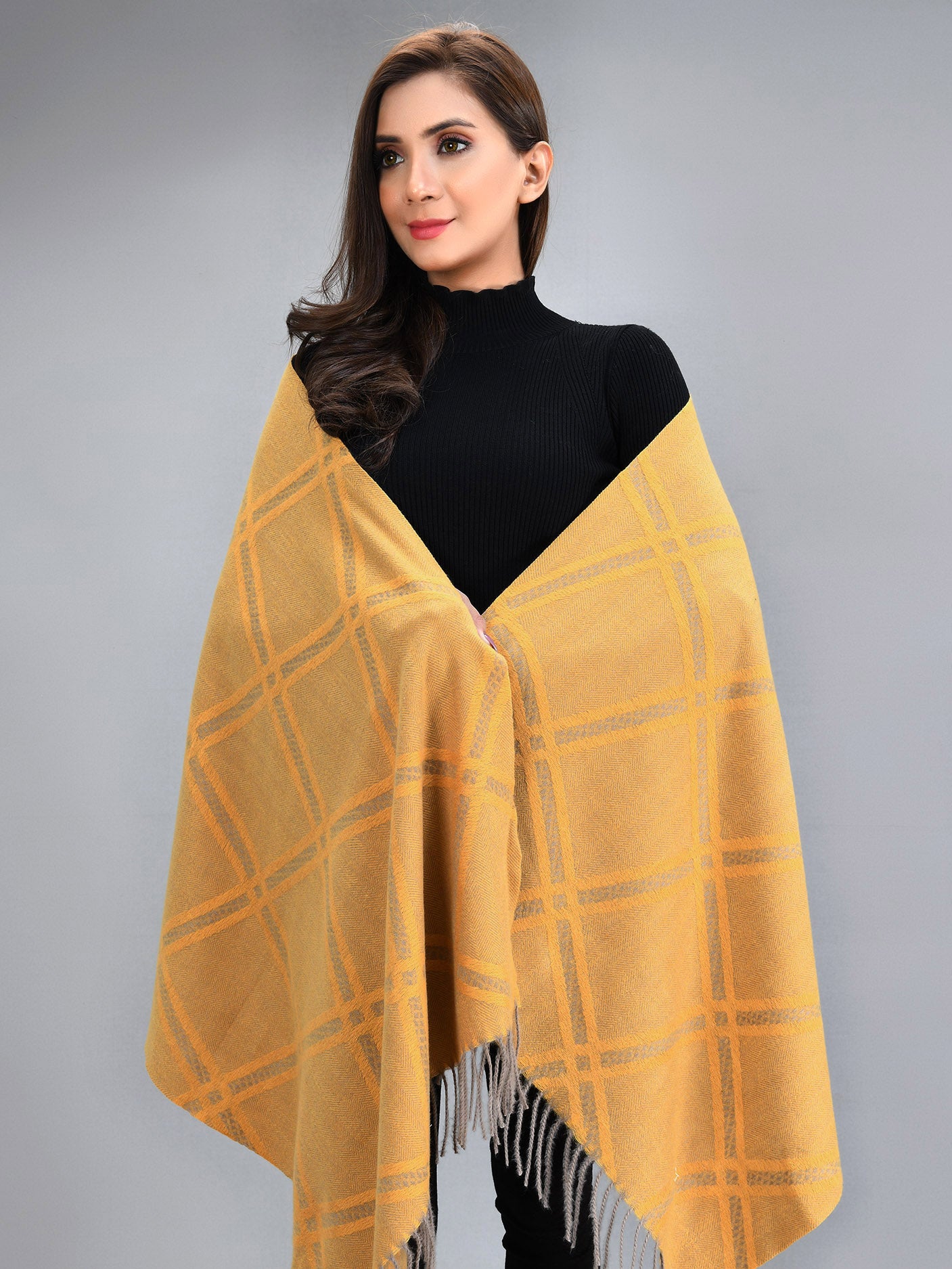 Patterned Shawl - Mustard