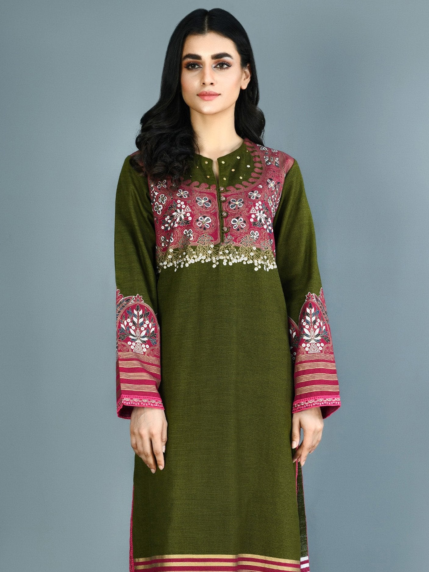 Khaddar Shirt-Embroidered (Pret)