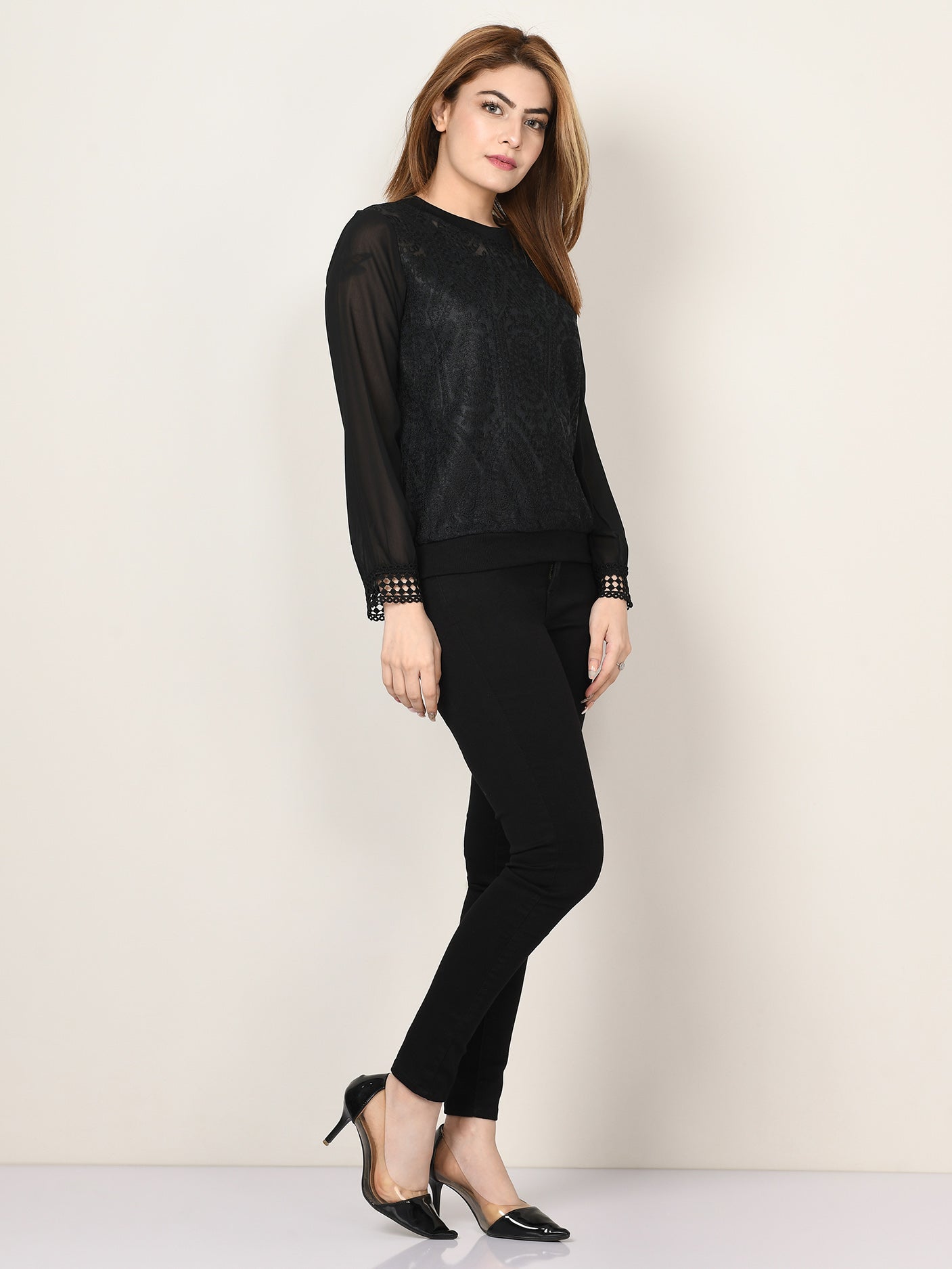 Embroidered Net Chiffon Top