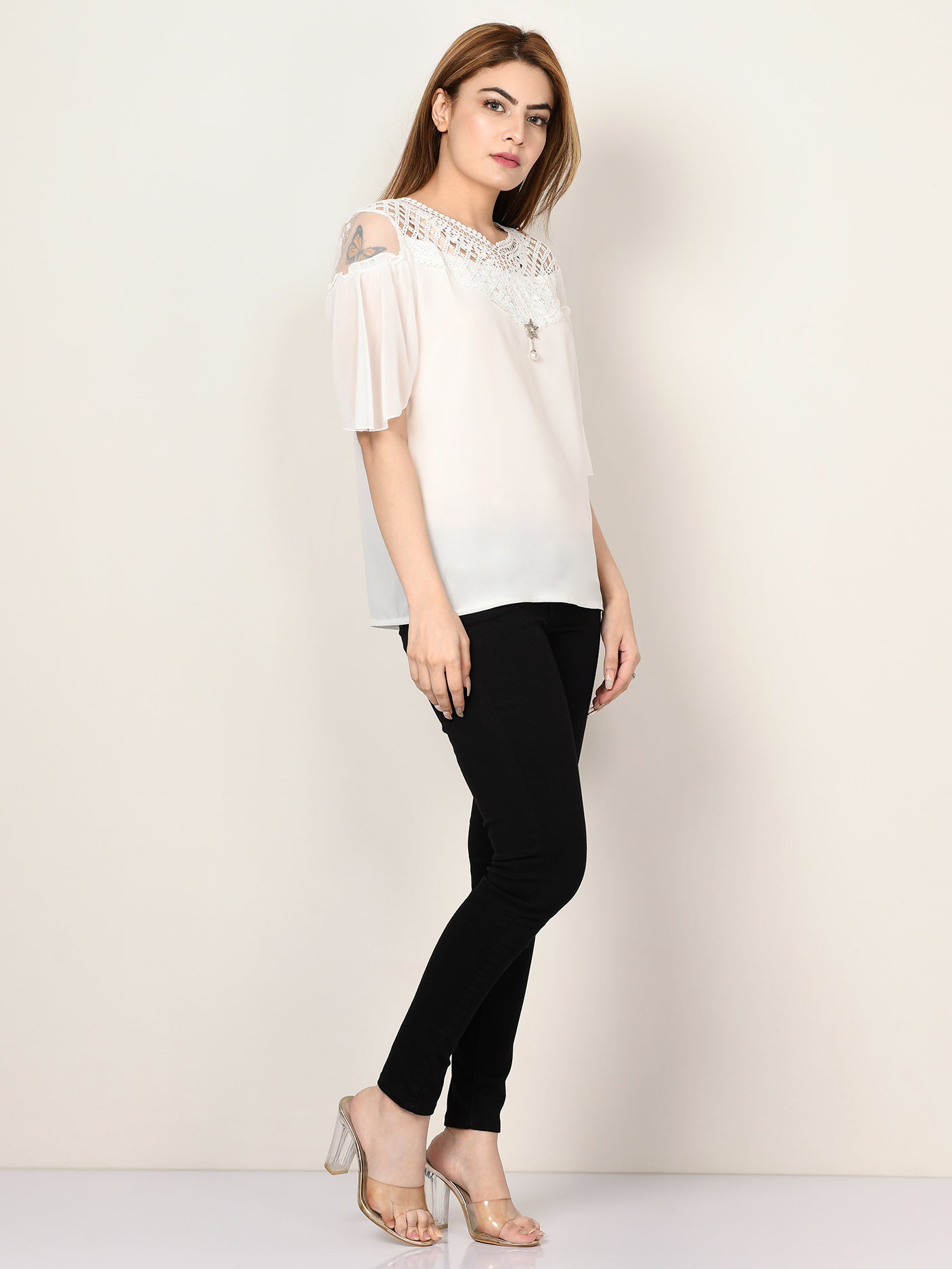 Laced Chiffon Top