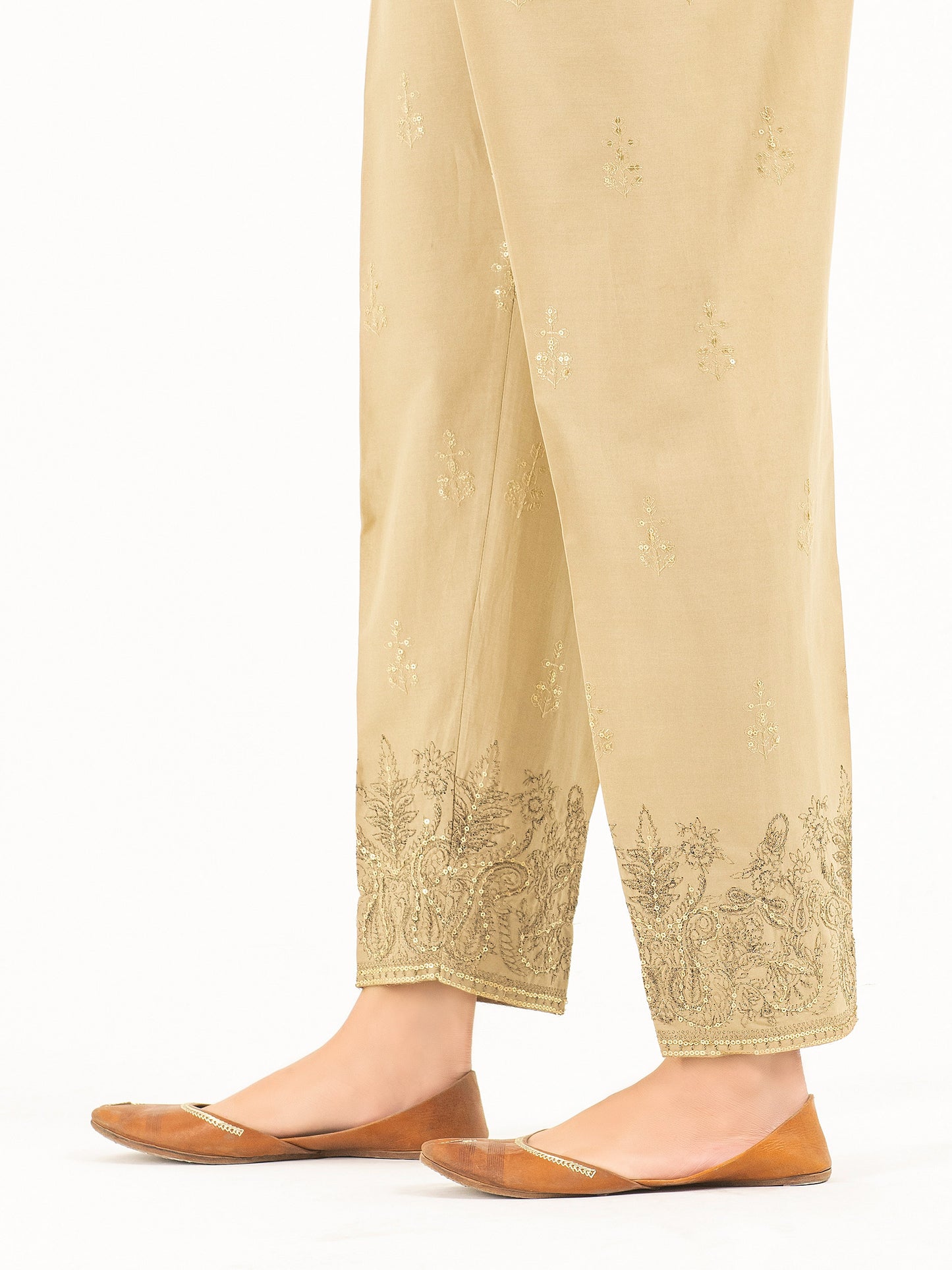 Embroidered Cambric Trousers(Pret)