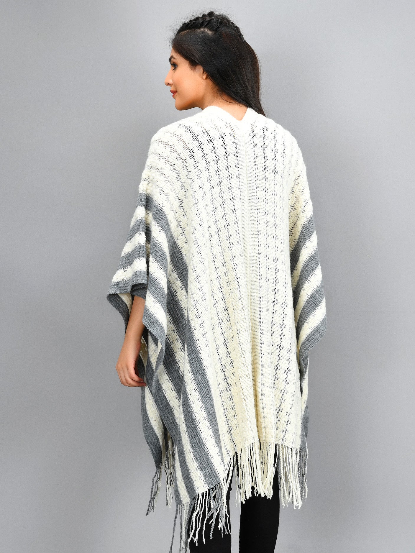 Two Toned Cape Shawl - Cream